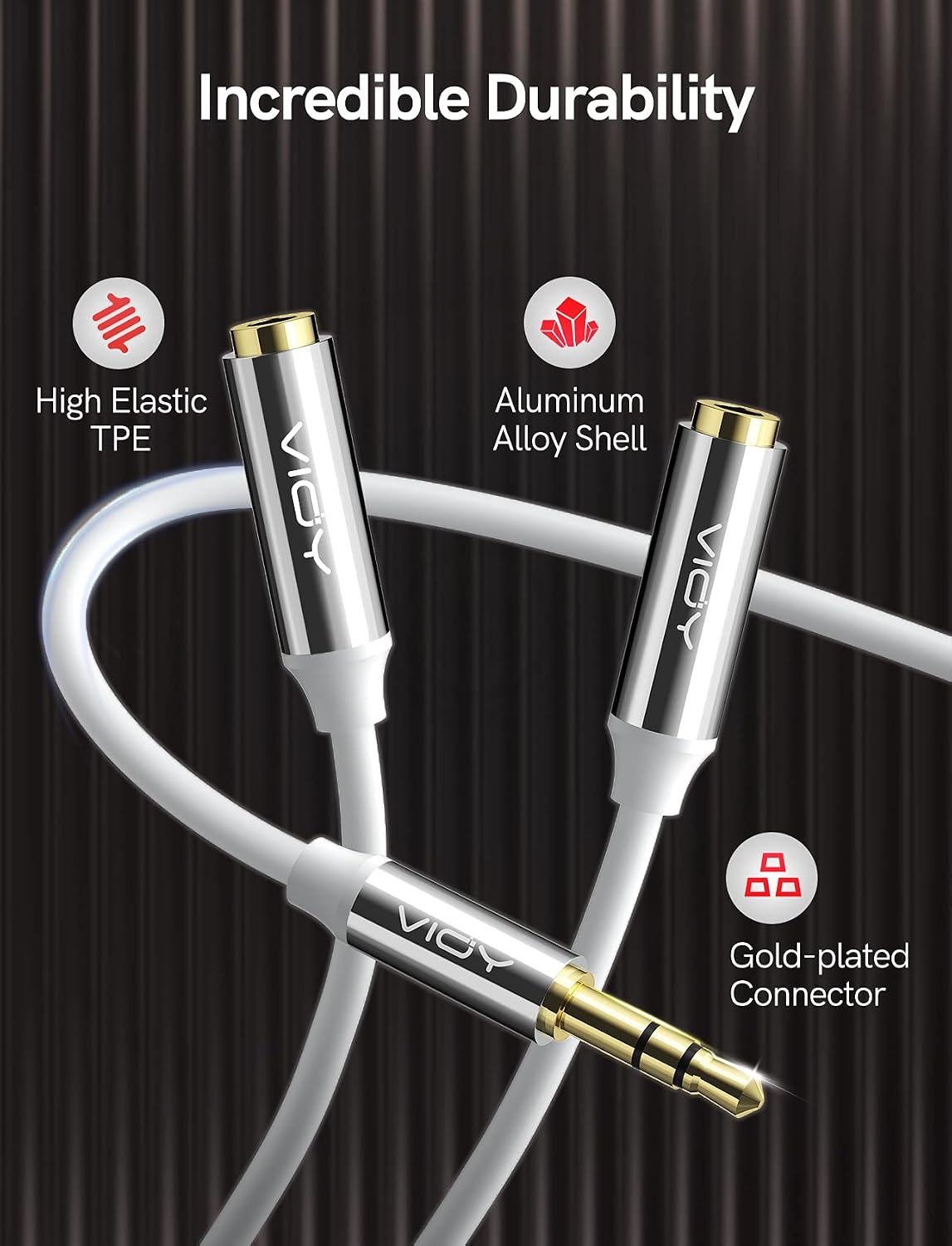 VIOY Headphone Splitter, 3.5mm Stereo Audio Y Splitter Cable Male to Female Dual Headphone Jack Extender for Phones, Tablet, Laptop (White)…
