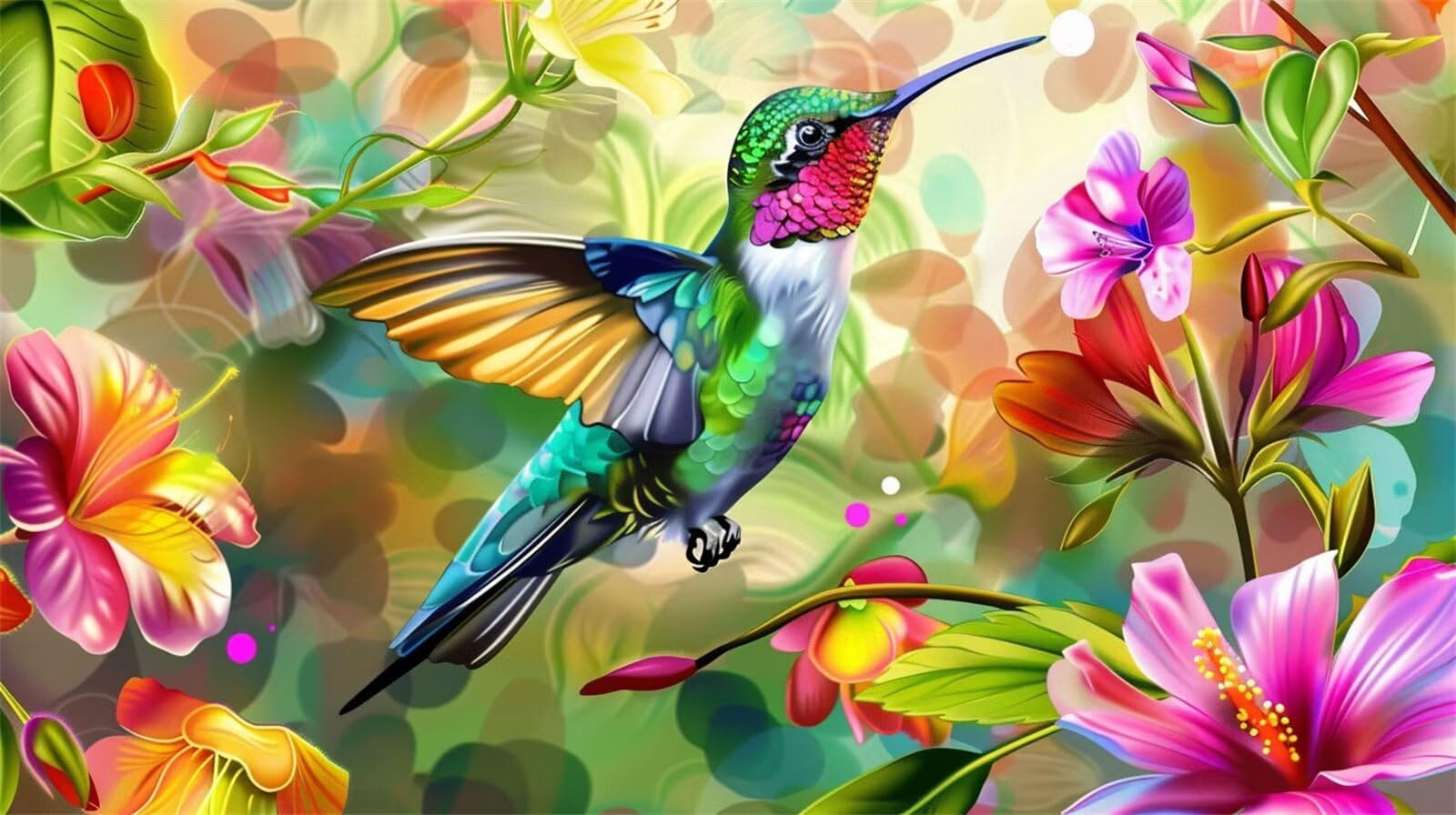 Kit per dipingere con i numeri, per adulti, confezione da 2 pezzi, colibrì, kit per dipingere