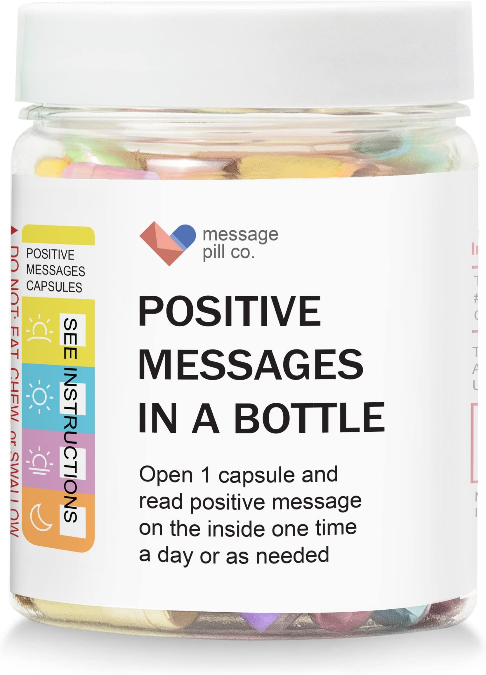 MESSAGE PILL CO. - 50 Positive Affirmations Get Well Soon for Women and Men Stress Relief. Self Care Kit with Daily Messages for Meditation, Mindfulness & Relaxation
