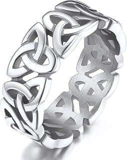 Men Vintage Celtic Rings, Stainless Steel/Gold Plated/Black (Send Gift Box)