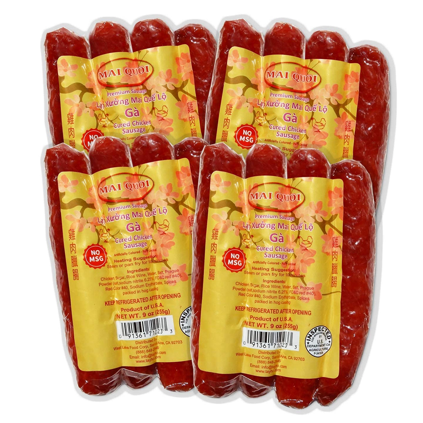 Indonesia Chinese style sausage 4 packs of chicken sausage 36oz No MSG Made In USA