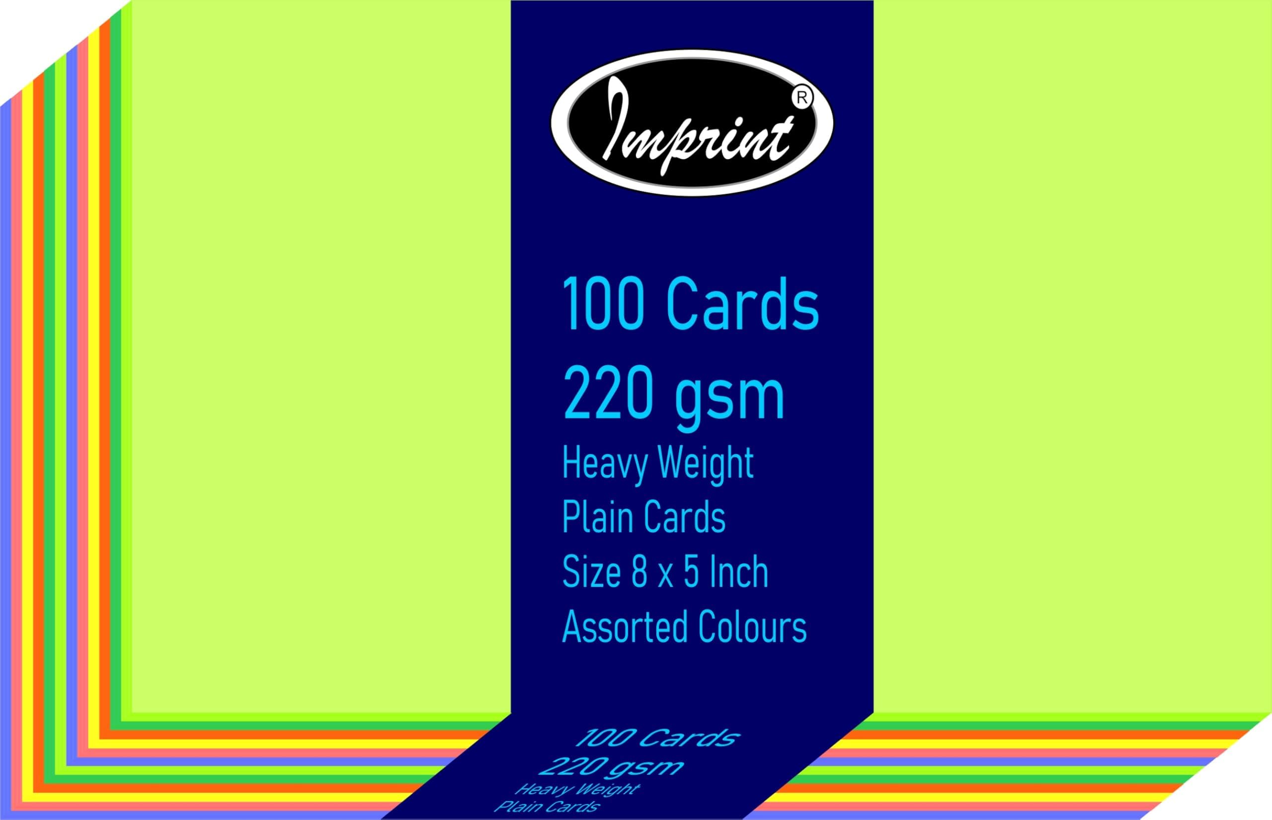 IMPRINT unruled Colourful Index Cards- (5"x8") inch (Pack of 100), Thick and Smooth 6 Colors Assorted