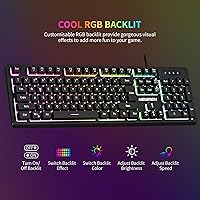 Vista 2 de Newmen GM104 Wired Gaming Keyboard and Mouse Combo,USB RGB Backlit Mechanical Feel 26-Key Anti-Ghosting Computer Gaming Keyboards,Colorful Breathing