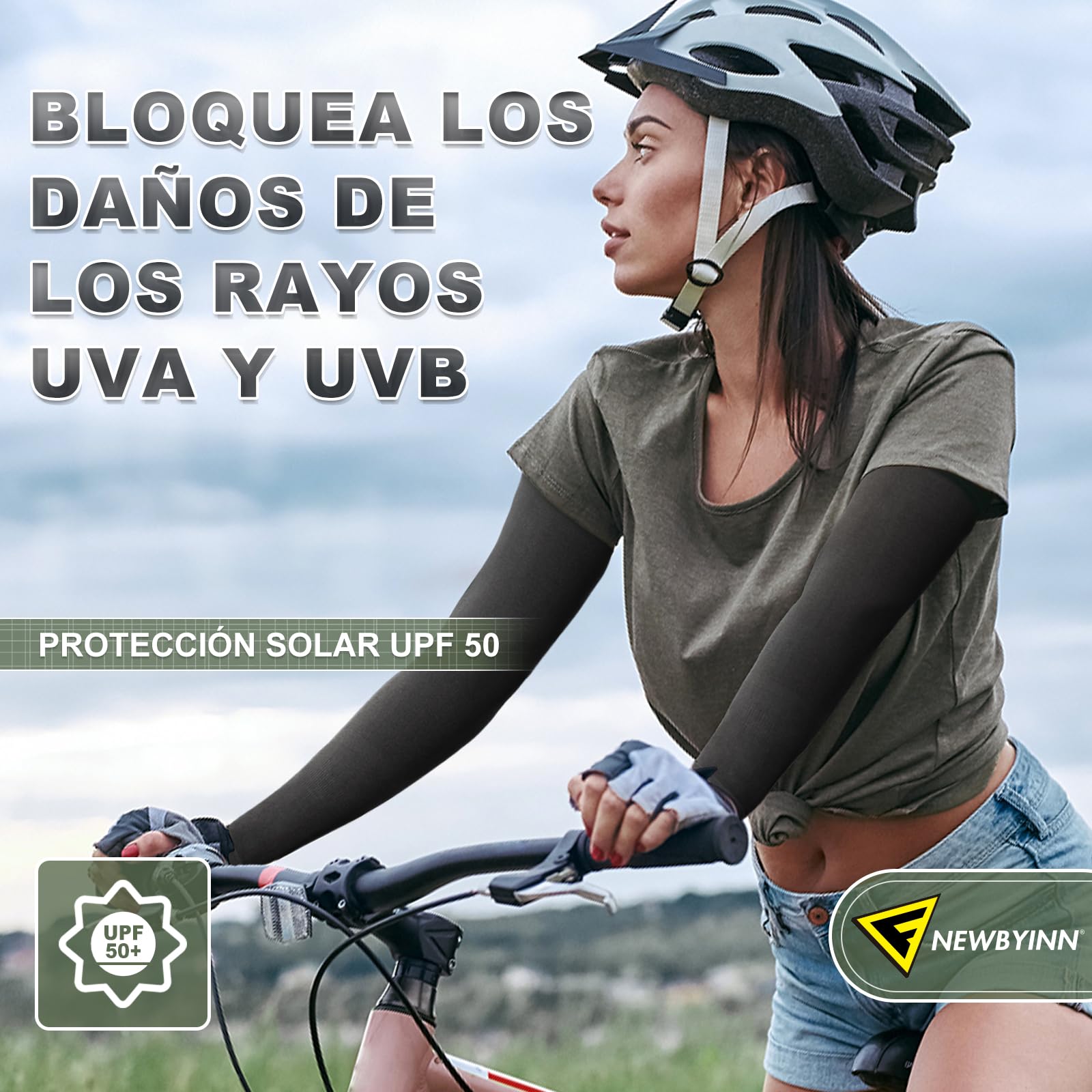 Manguitos de compresión Protección UV Newbyinn para running ciclismo