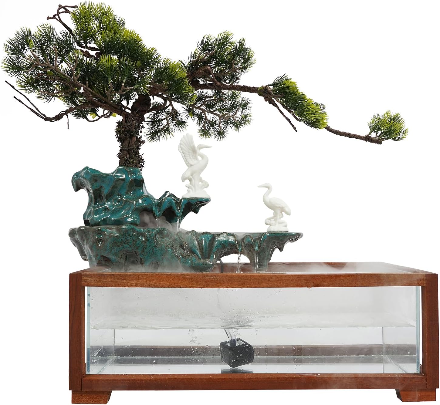 Indoor Relaxation Tabletop Fountain and Waterfall,Tabletop Water Fountains with Fish Tank& LED Light for Home Office