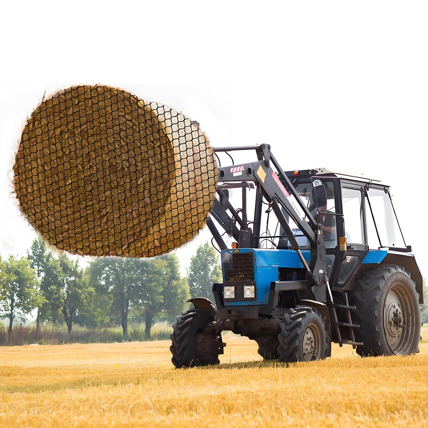 Rete da Fieno per Balle Rotond-Standard ø159cm, Rete Fieno Rotolo, Materiale morbido che protegge la bocca del cavallo, Prolunga il tempo di alimentazione,per nutrire e conservare il fieno per cavalli