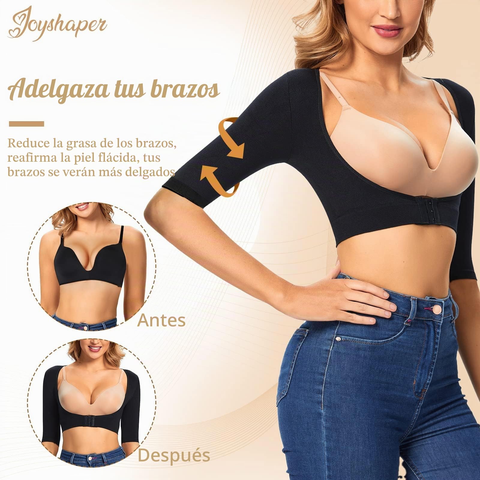Joyshaper Mangas Comprimidas Del Brazo Femenino Blusa Tallada Con Mangas de Brazo El Cuerpo Superior Comprime Chaleco y La Espalda Apoya Hombro