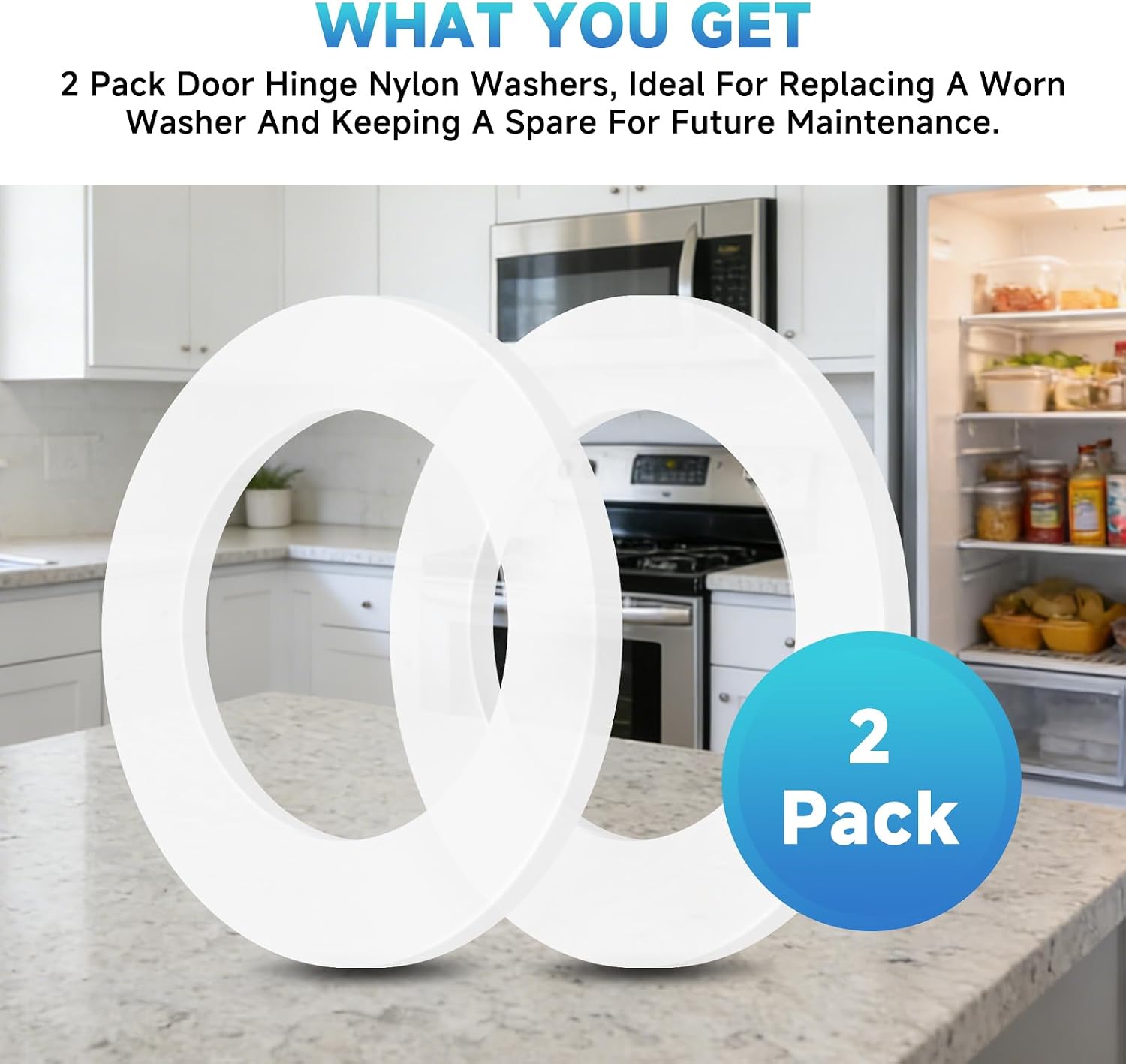 WR01X27364 Refrigerator Door Hinge Washer and Nylon Spacer Replacement Compatible with GE and Hotpoint Refrigerators, Replaces WR01X10146,WR1X10146,4546277,AP6277920,PS12344581,WR01X27364 (2-Pack)