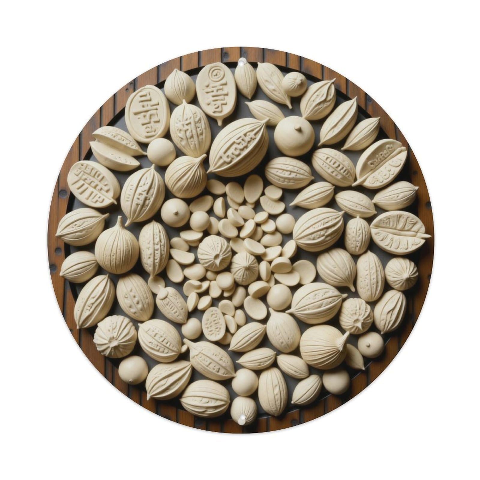 Circular Nut Arrangement Pattern Round Metal Tin Sign Vintage Wall Decor, Bar Garage Cafe Kitchen Home Wall Art Poster 8x8inches