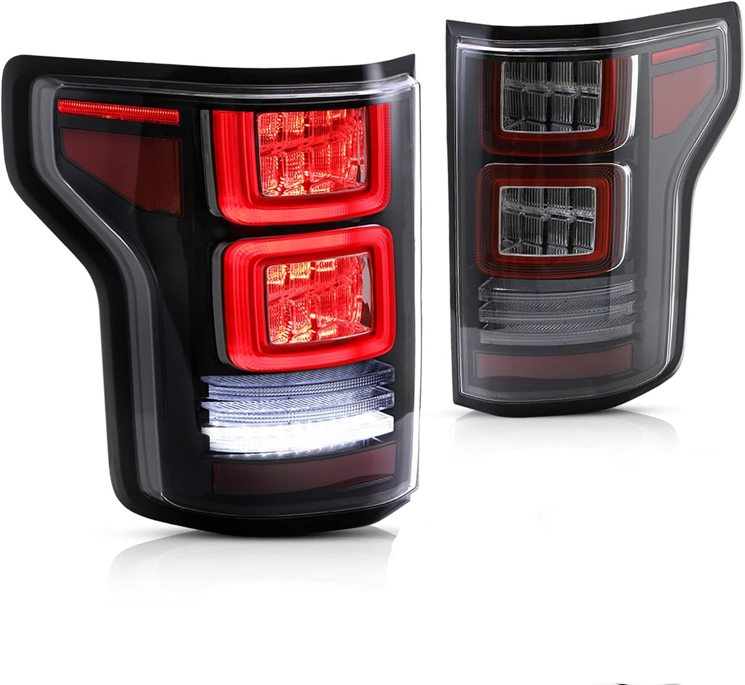 VLAND Led Tail lights Compatible with Ford F-150/ Raptor 2015-2019 Pickup Truck w/Red Turn Signal (Not Fit a XLT/Lariat and Factory with BLISS or LED Version), Smoke