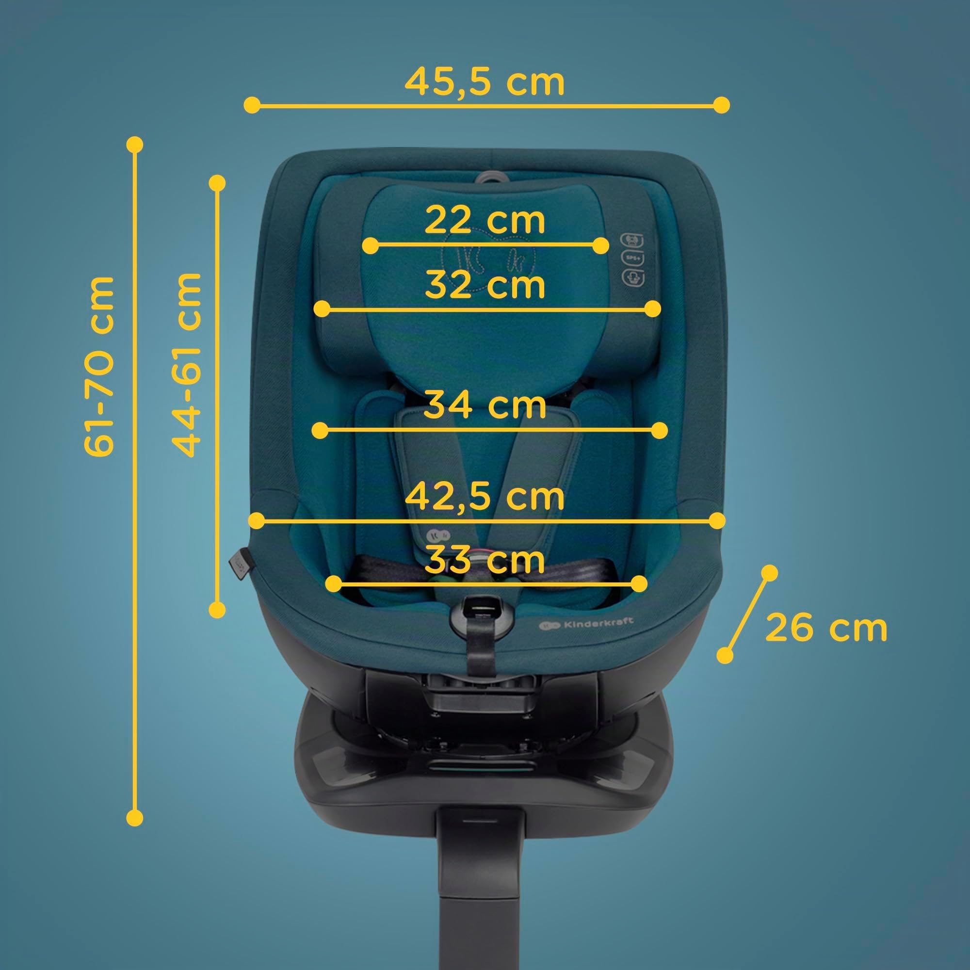 Kinderkraft I-GUARD Seggiolino auto I-SIZE 40-150 cm, Seggiolino 360 girevole, con Isofix Base, Reclinabile Posizione sdraiata, Poggiatesta regolabile, Gruppo 0 1 2, Grigio