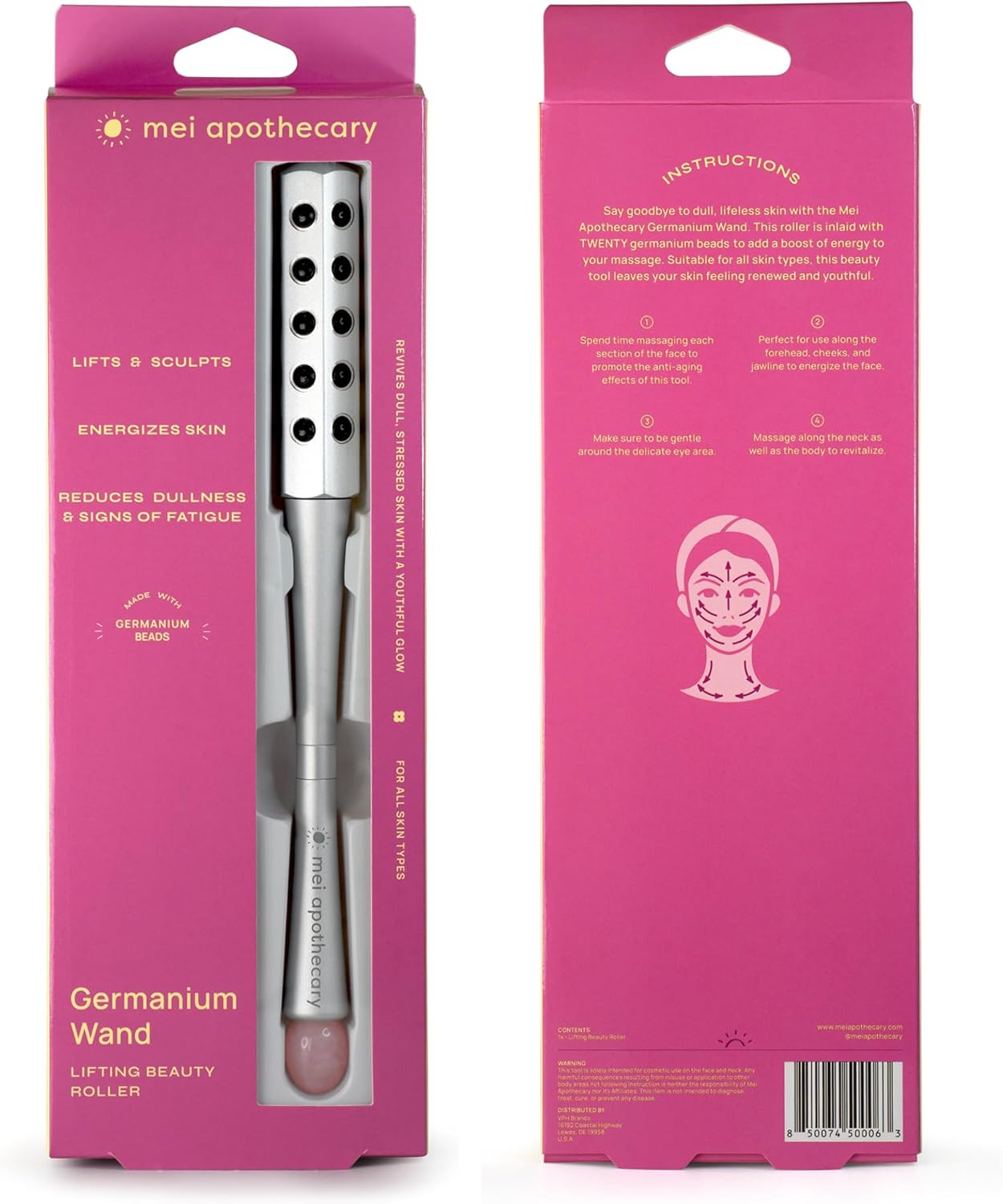 Mei Apothecary Germanium Wand Lifting Face Roller | Face Massager Tool for Skin Rejuvenation, Anti-Aging & Relaxation | Facelift Wand for All Skin Types - Image 4