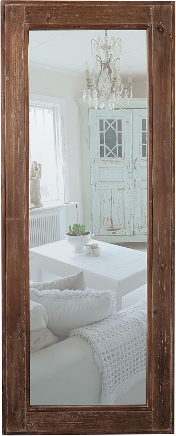 Buy Farmhouse Wood Frame Full Length Mirror 60 x 24, Hanging Rustic