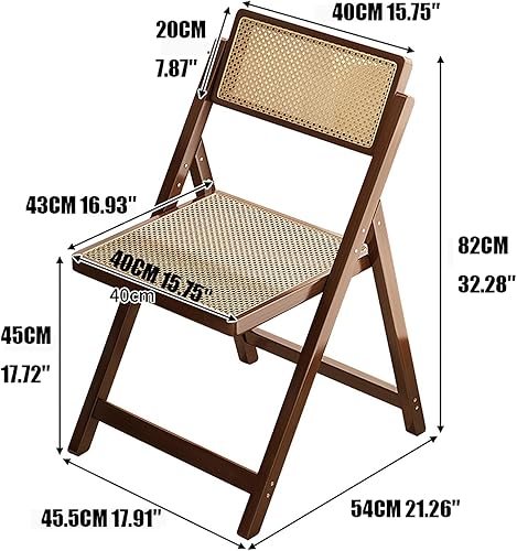 Miniatura 2 de KISKIS Sillas plegables de ratán de madera, portátil, ahorro de espacio, silla de comedor para balcón, sala de estar, con asiento elástico de malla