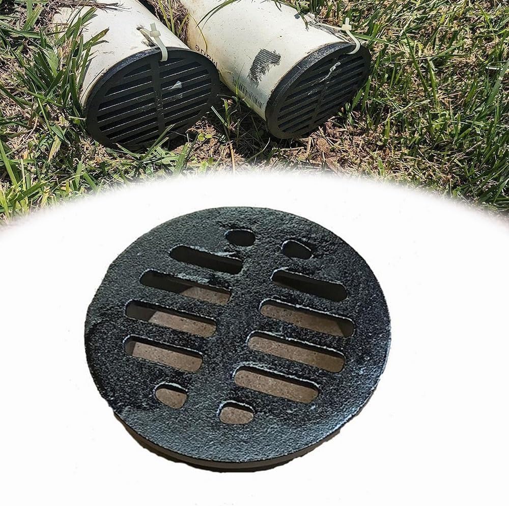 Heavy-Duty 7.8in Cast Iron Drain Grate Cover - Rust-Resistant Round Drainage Solution for Walkways, Pipes & Sewer Systems - Durable & Long-Lasting Outdoor Accessory,7.8in/200mm
