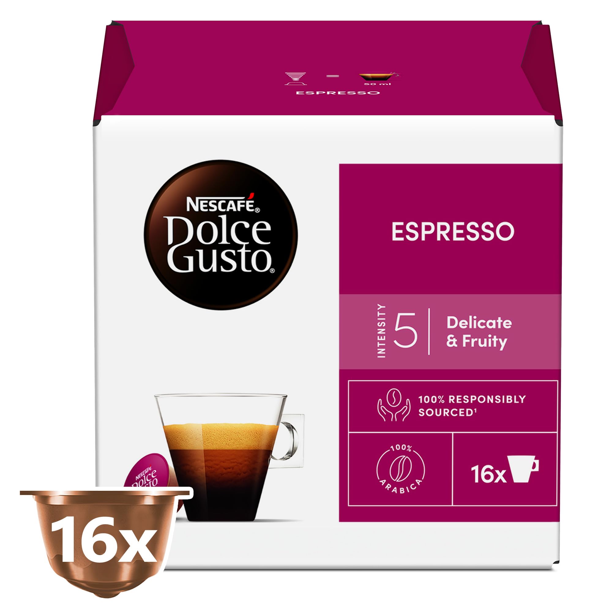 NESCAFÉ DOLCE GUSTOEspresso Coffee Capsules, 16 Capsules 88G, Pink
