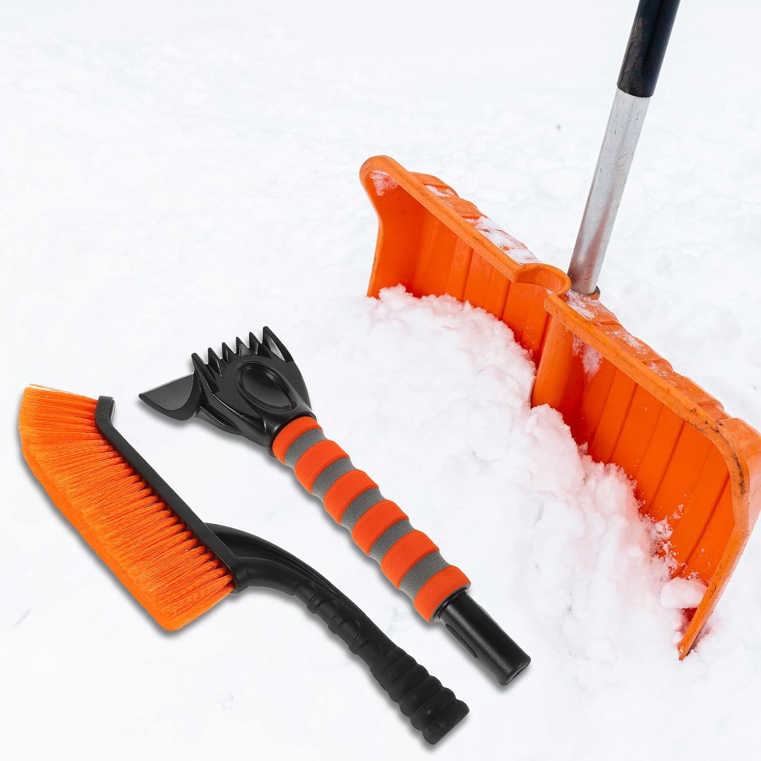 Ciieeo Snow Brush Efficient Cleaning Tool Ice Scraper for Extendable and Car Windshield with Ergonomic Abs Handle and Sturdy Bristles for SUV and Car Windows