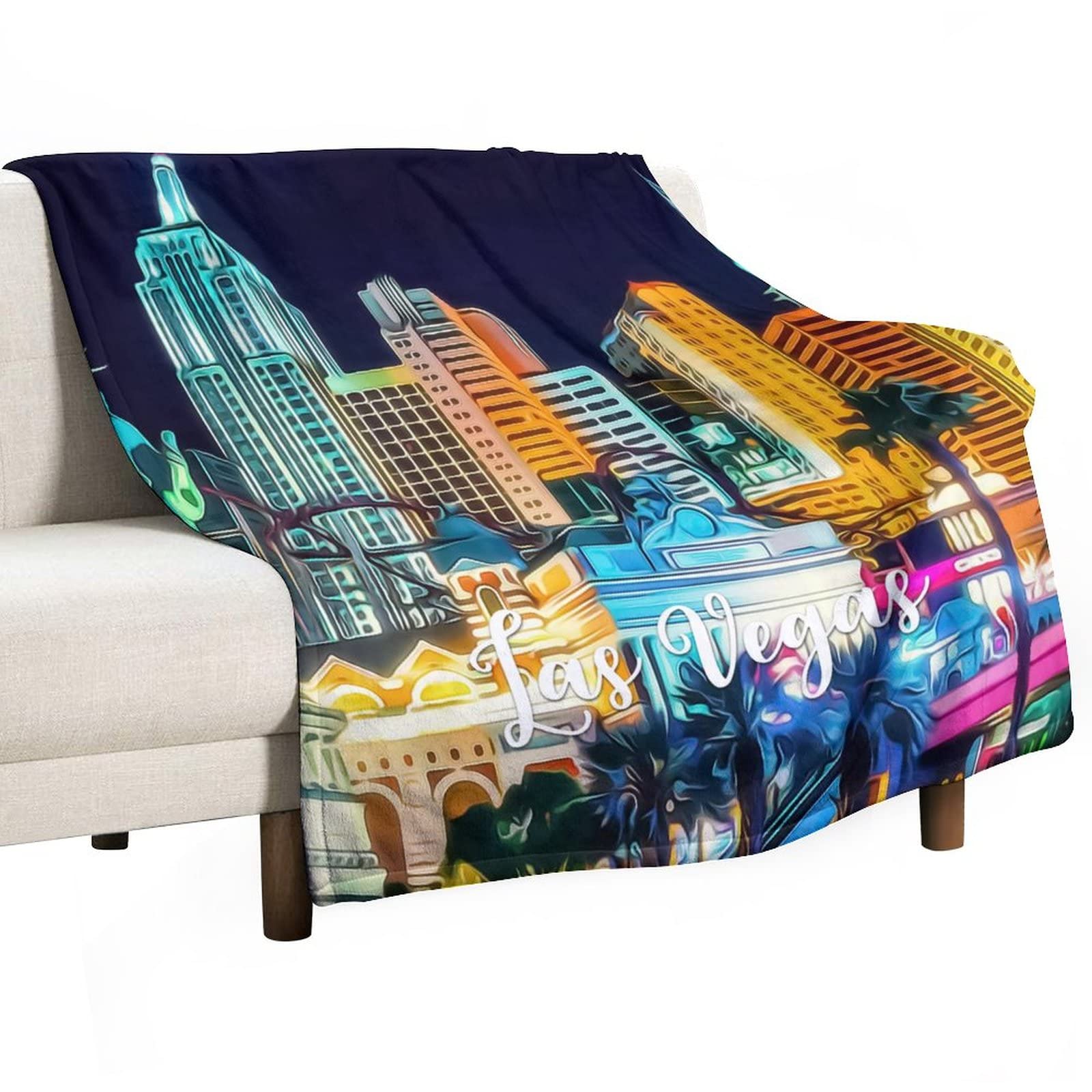 Couverture de lit Skyline Las Vegas plaid Nevada en peluche 127x152 cm