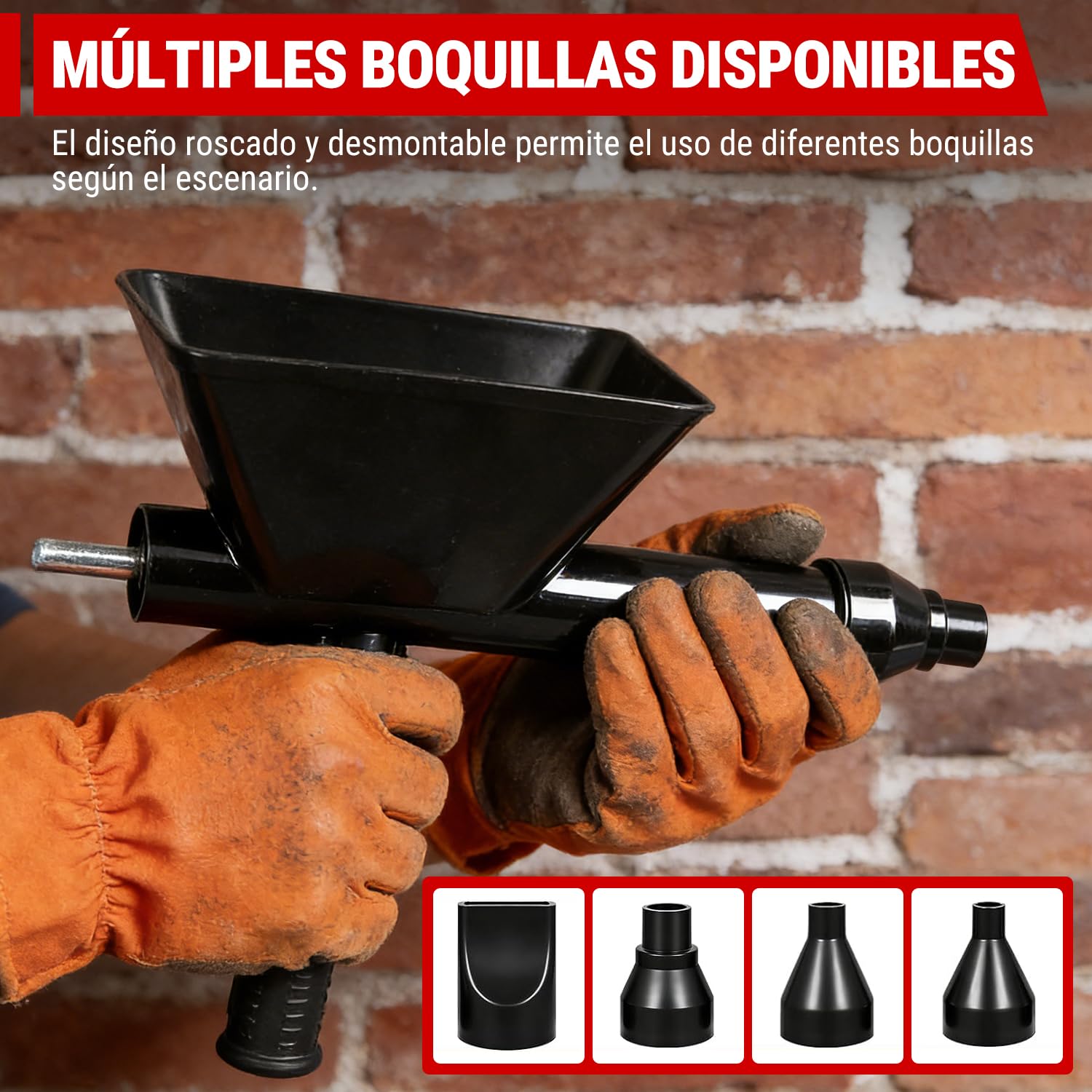 Pistola de Mortero Eléctrica, Aplicador Mortero Juntas, Máquina de Lechada con 4 Boquillas Desmontables, Prensa de Mortero para Juntas de Mortero, Paredes de Piedra y Suelos