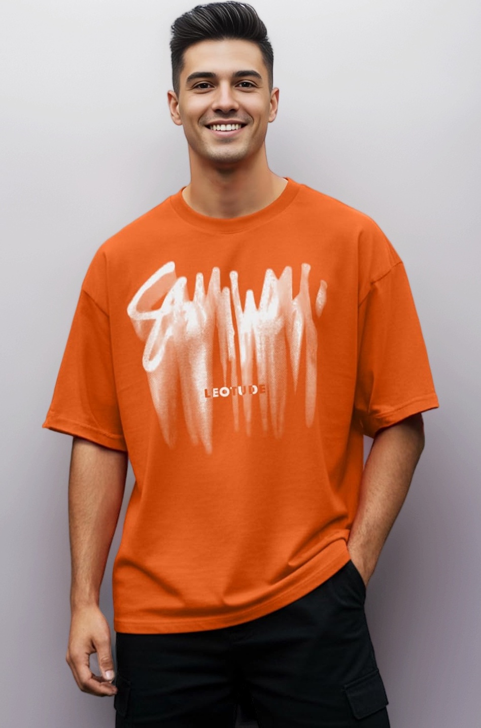 【新品未開封】FACT ORANGE コラボTシャツ XXL Buy LEOTUDE Classy Look Half Sleeve Cottonblend Front Printed