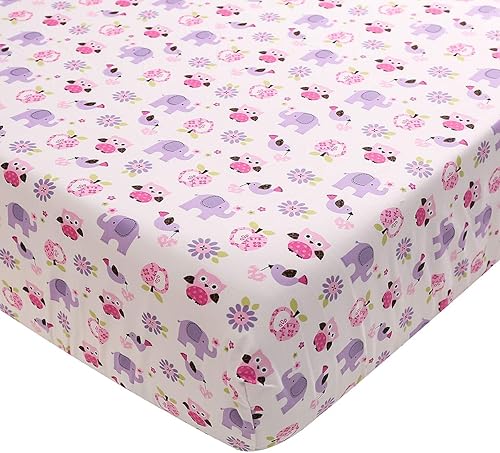 Miniatura 9 de Juego de ropa de cama de 6 piezas para cuna, diseño de elefante morado, bordado violeta, juego de ropa de cama para cuna, sábana bajera, falda,