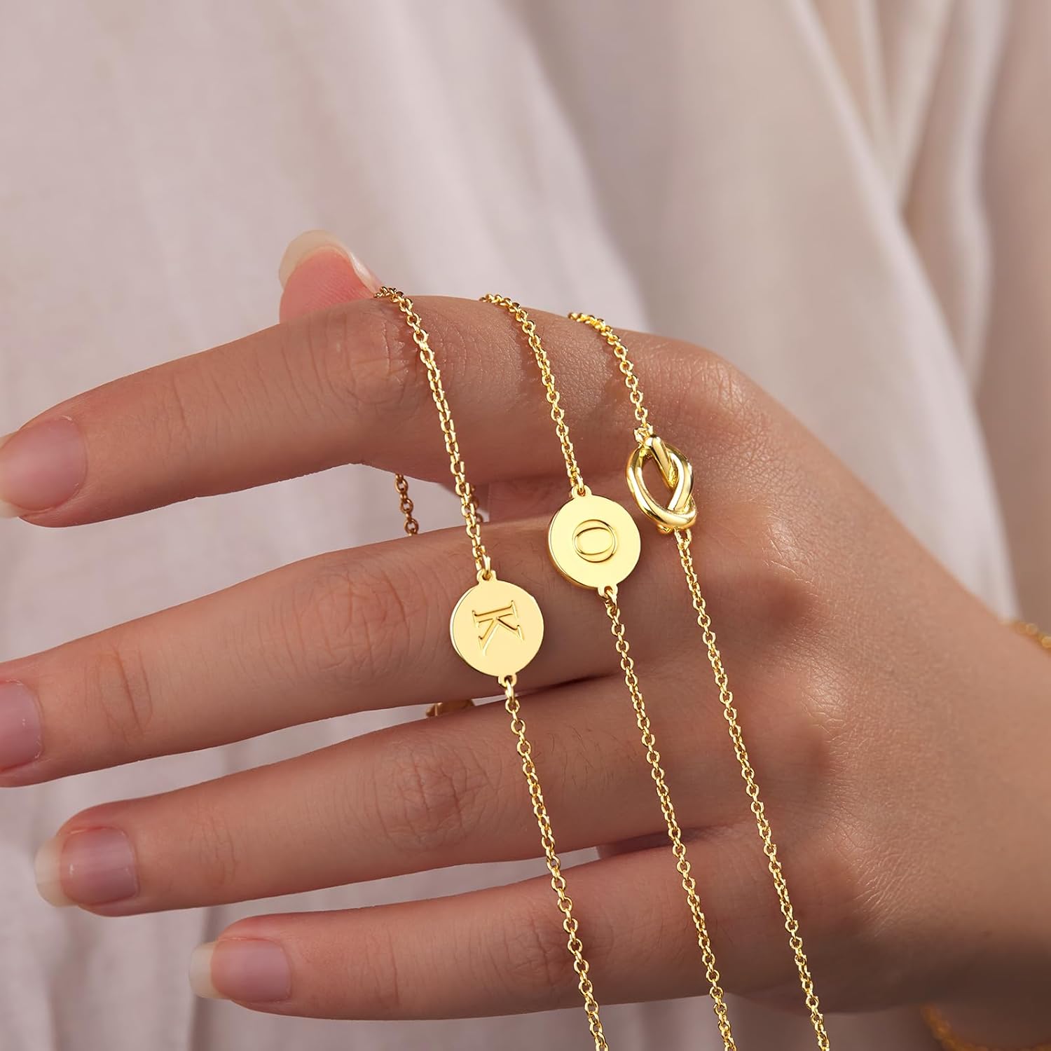 Gold Initial Bracelets for Women, Dainty 14K Gold Plated Knot Letter A-Z Initial Bracelet Layered Trendy Personalized Jewelry for Women, Gifts for Christma Valentines Birthday Stuff - Image 5