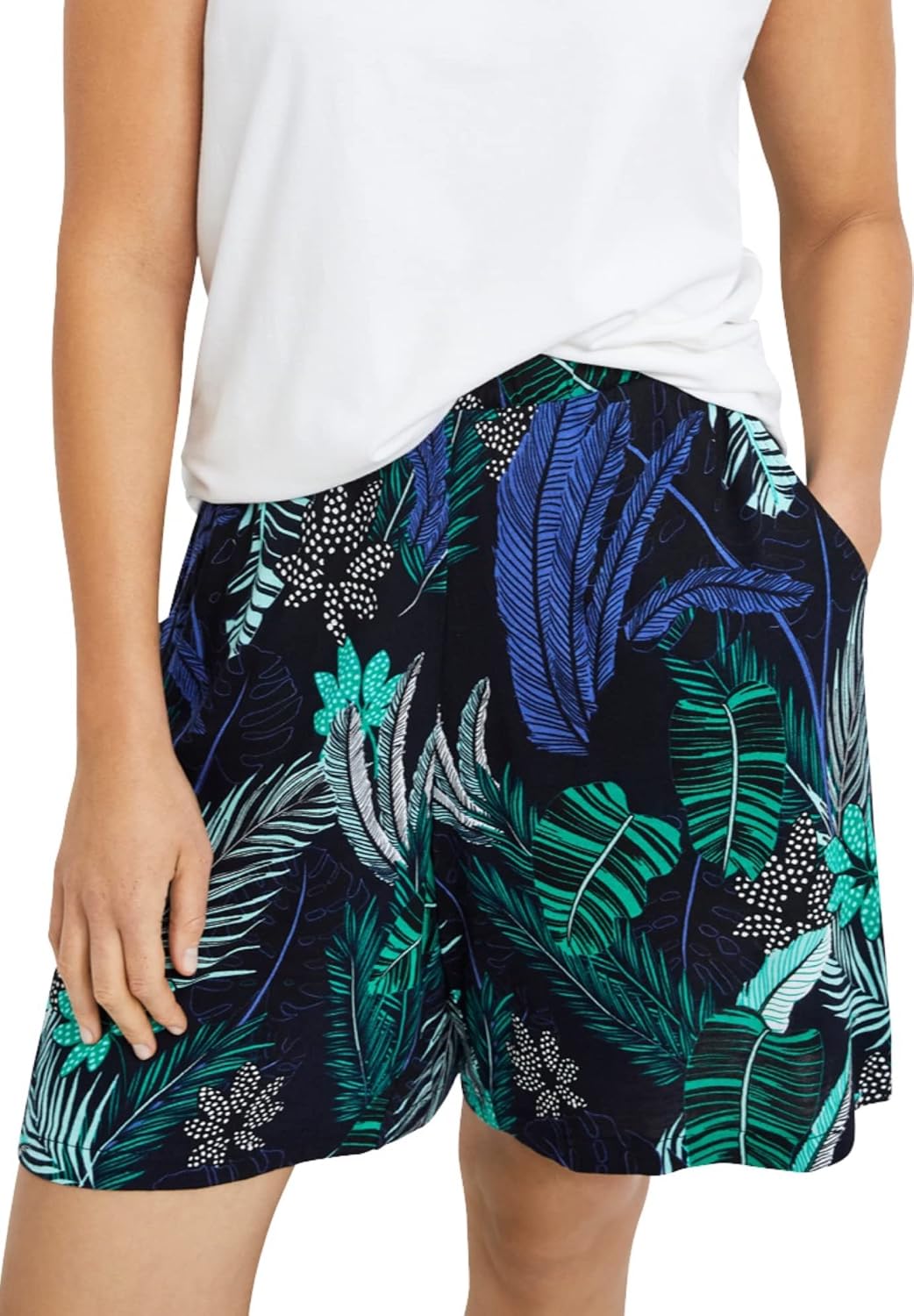 ellos Plus Size Relaxed Fit Elastic Waistband Stretch Jersey Shorts