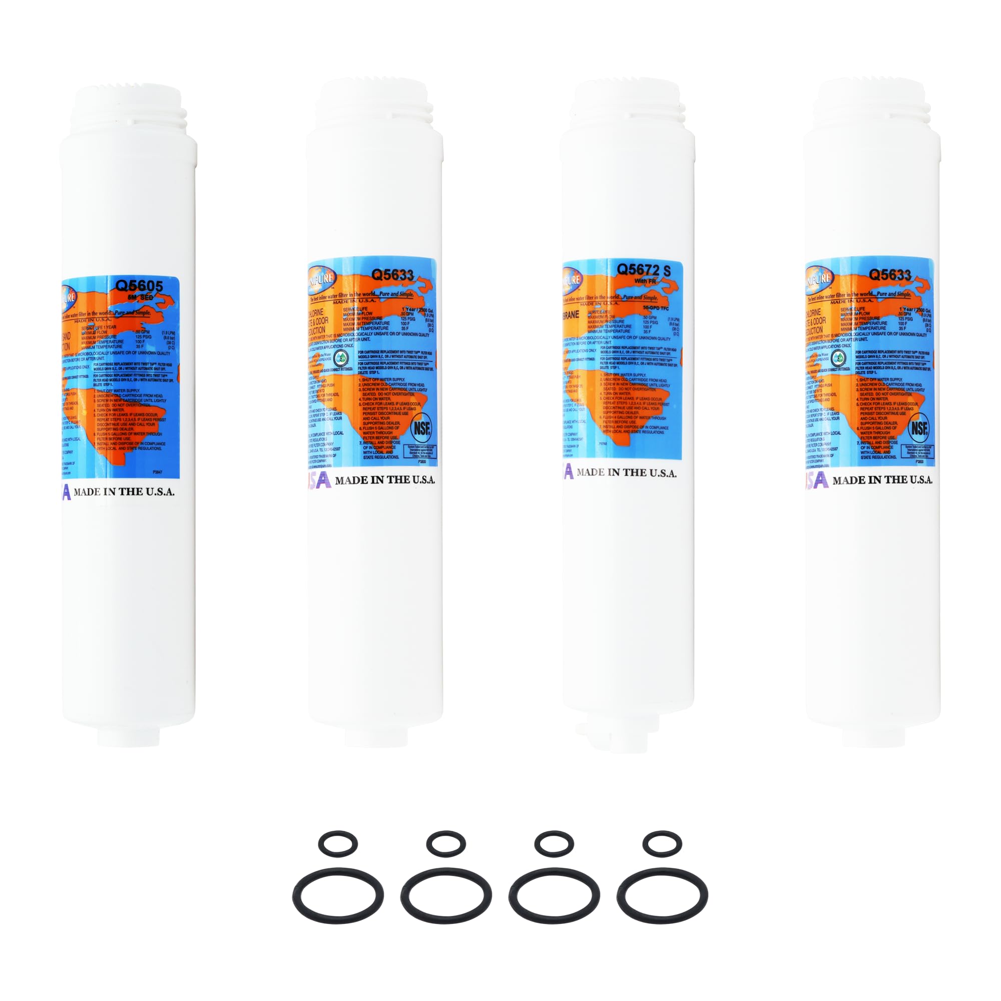 PuROTwist 4000 Kit de repuesto de filtro RO completo con membrana de ósmosis inversa de 50 GPD (YSM-PURO4T50)