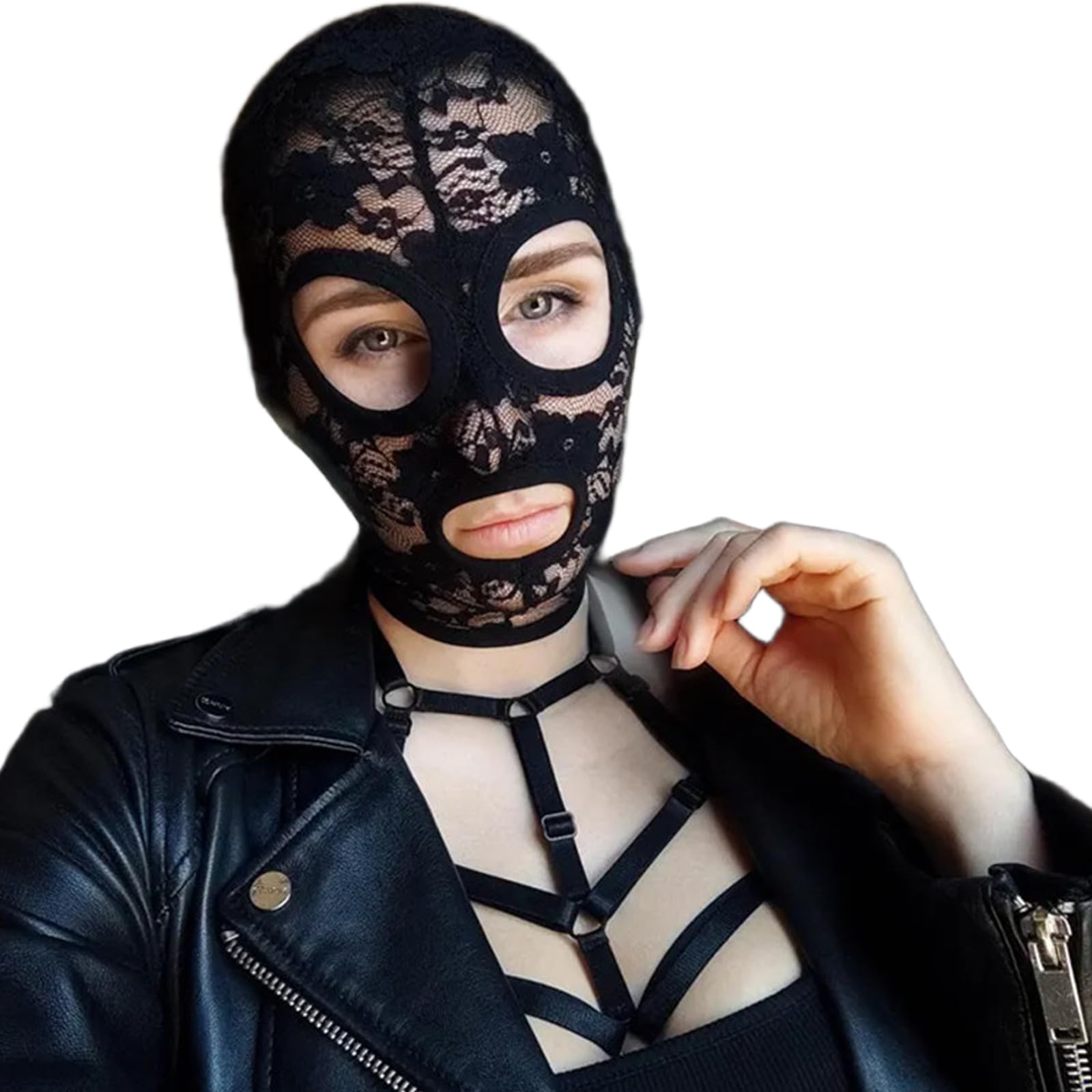 JanJean Lingerie Costume Swim Mask Man Adult Men Veil Tie Lace Hood Cosplay Party Bow Hats Gem Type A One Size