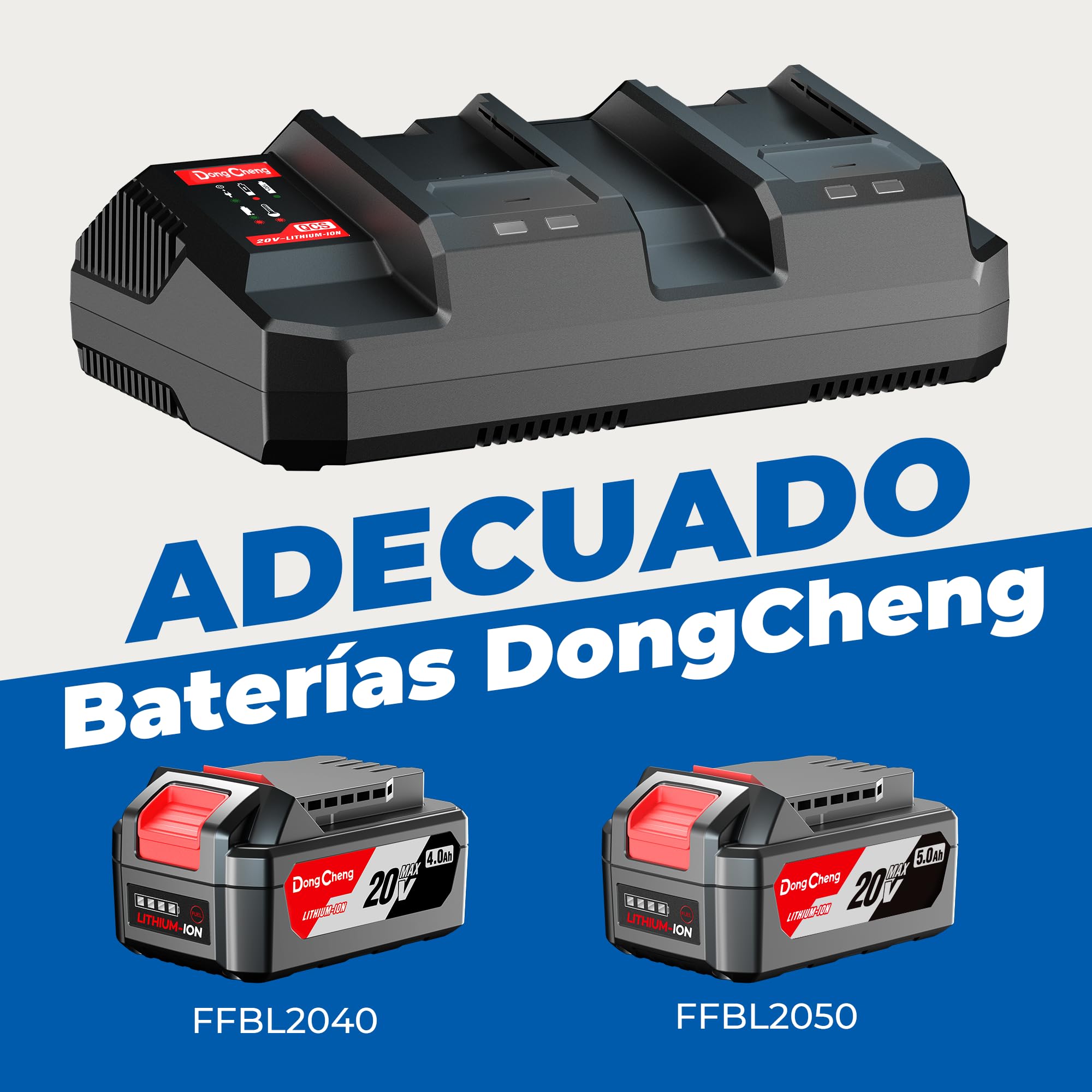 Dongcheng FFCL2040-2 - Cargador doble de iones de litio (18 V (40 V máx.)