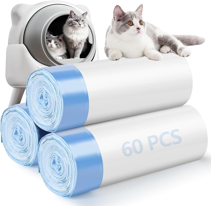 Forro para Caixa de Areia de Gatos ondware em LDPE com Cordão, Compatível com Litter-Robot 3/4/5, Pacote com 60