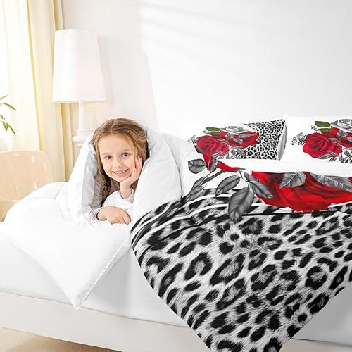 Miniatura 3 de Juego de edredón para niños con estampado de leopardo, tamaño King, juego de ropa de cama de piel de guepardo de animales salvajes, decoración de