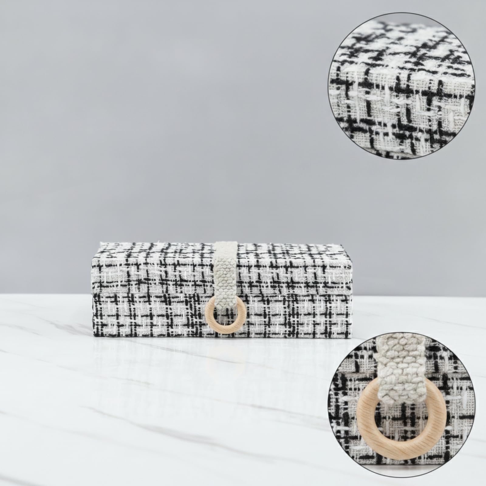 Aufbewahrungsbox mit Klappdeckel dekorativ Stoffbox mit Klappdeckel stabil Box für Frisiertisch, 30 17 7.5cm, B-Modell Groß