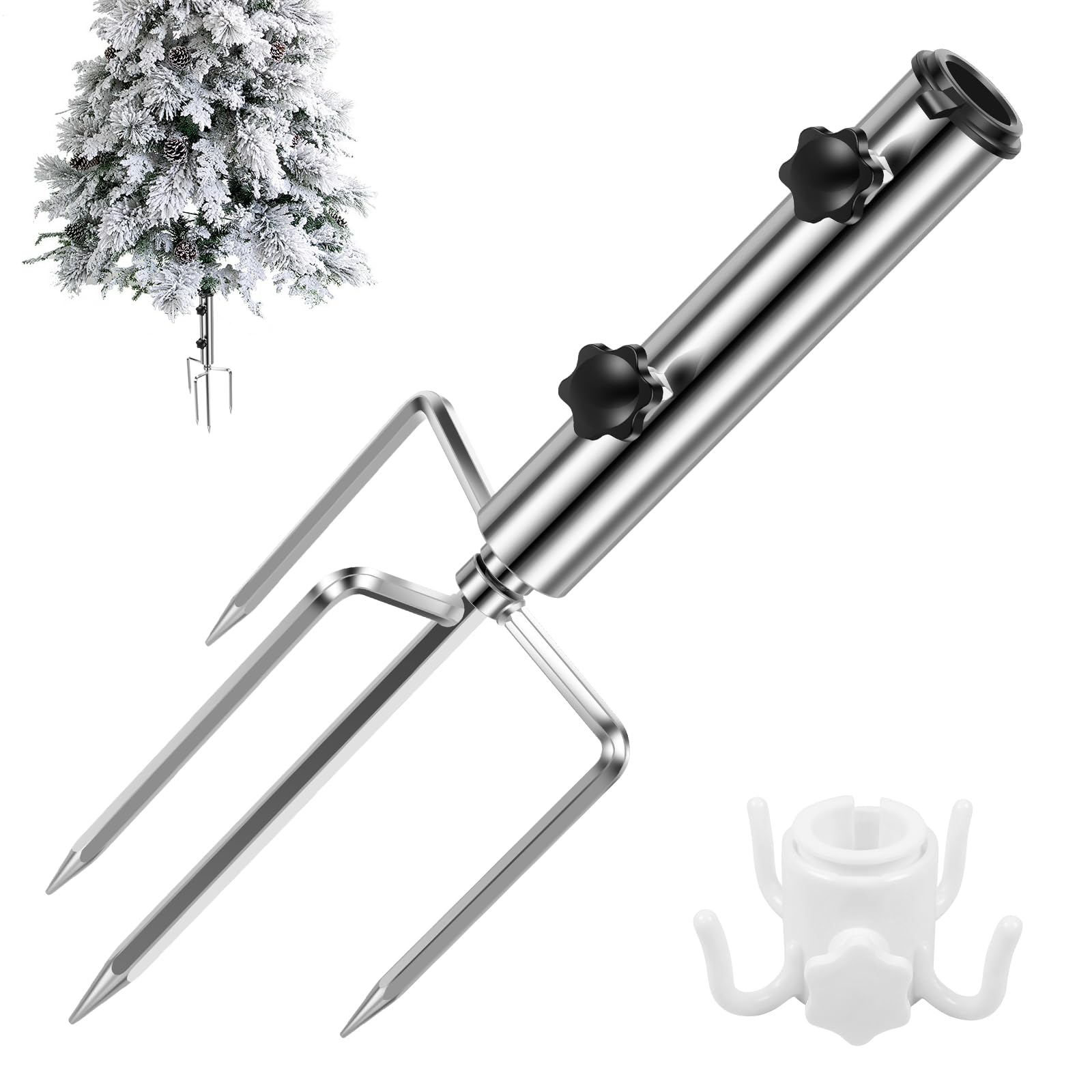 Beach Umbrella Sand Anchor,Heavy Duty Stainless Steel Umbrella Base with 4-Prong Screw,Hexagonal Ground Spike with Hook, Portable Umbrellas Stand for Patio,Garden,Beach,Camping,Fits Poles Up to 1.3"