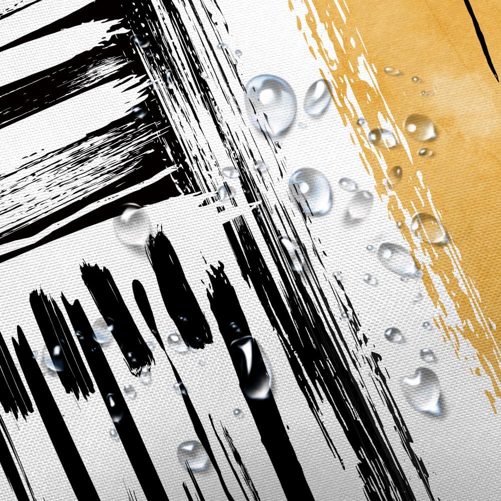DYNH Abstract Designer Shower Curtain Aesthetic Art, Modern Neutral Black and White Yellow Brown Fabric Shower Curtains Set for Men Bathroom Decorative, Restroom Decor Accessories 72X84 Inch