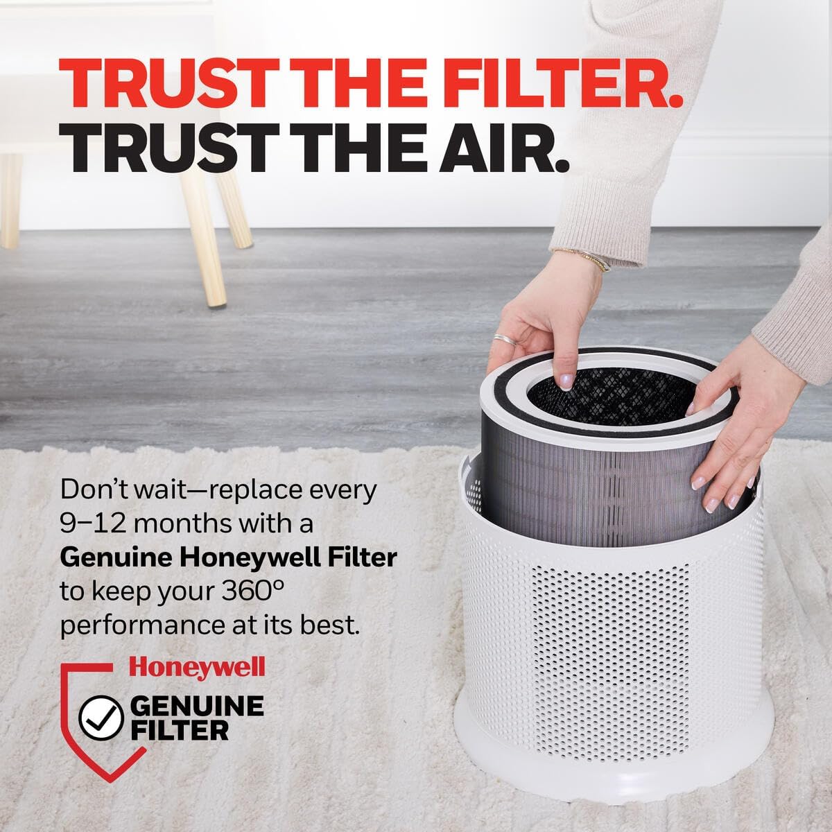 Honeywell Genuine “F” HEPA Air Filter Replacement for Honeywell HPA6000, 3-in-1 Filter, HEPA & Carbon – Captures up to 99.97% of Allergens