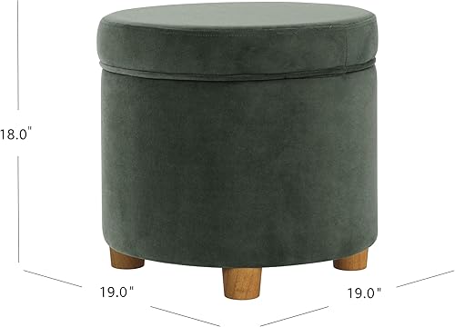 Miniatura 3 de Homepop Decoración del hogar | Otomana redonda tapizada de almacenamiento | Otomana con almacenamiento para sala de estar y dormitorio, terciopelo