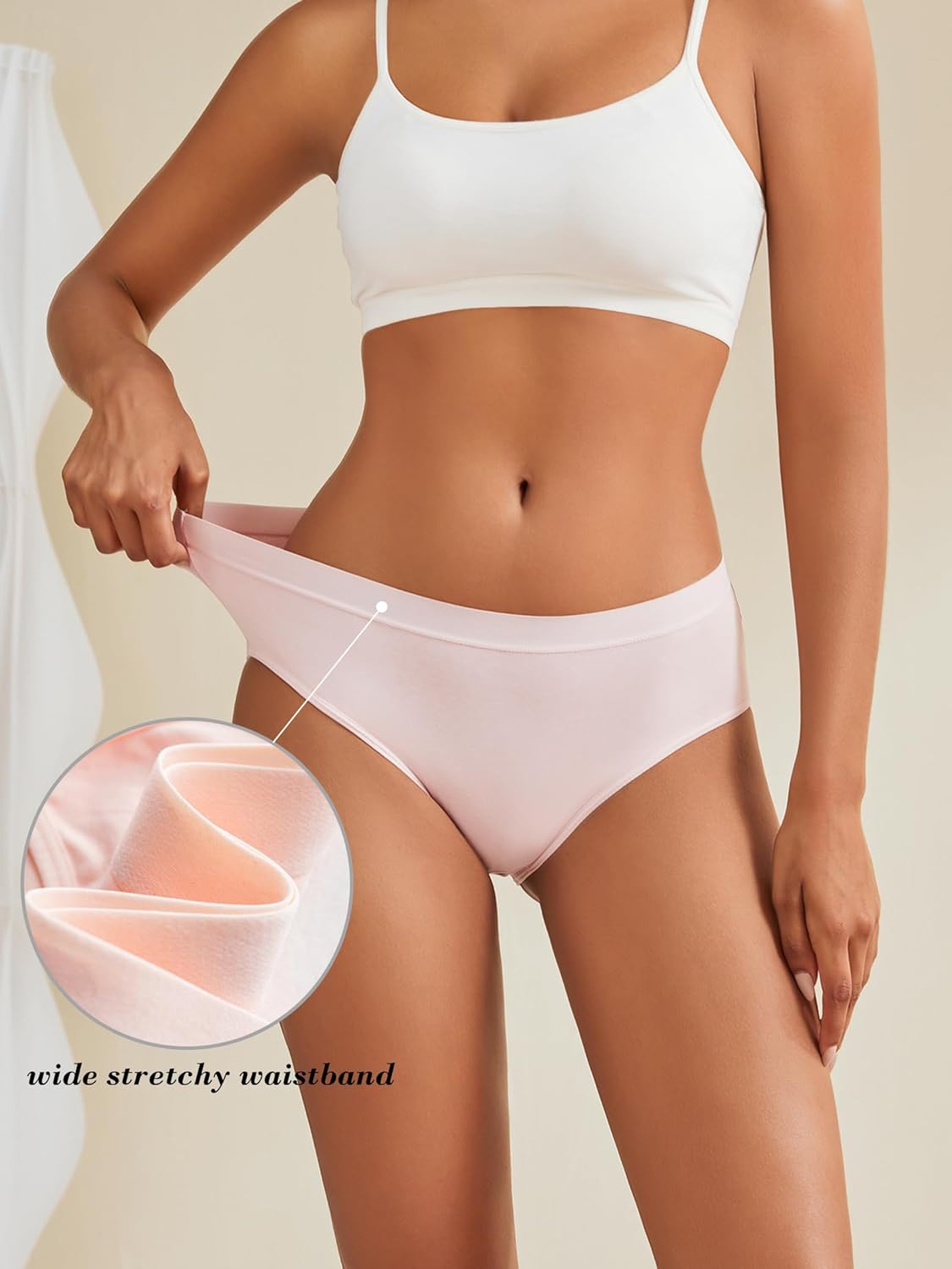 Buankoxy Womens Cotton Panties Pack Mid Rise Stretchy Briefs Wide Waistband 6 Pack (Regular and Plus Size) - Image 7