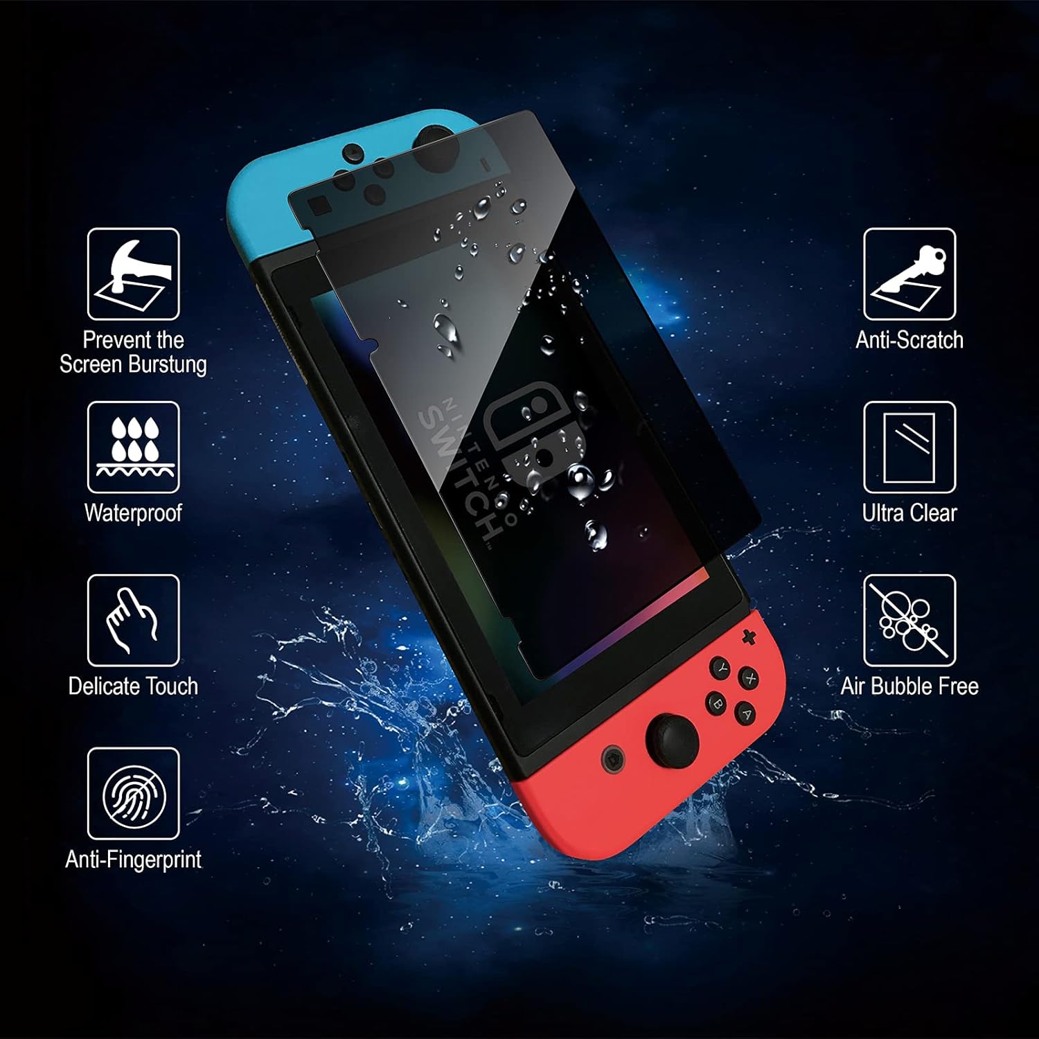 Privacy Screen Protector for Nintendo Switch 2017,Anti Spy Tempered Glass Film,2 Pack : Video Games