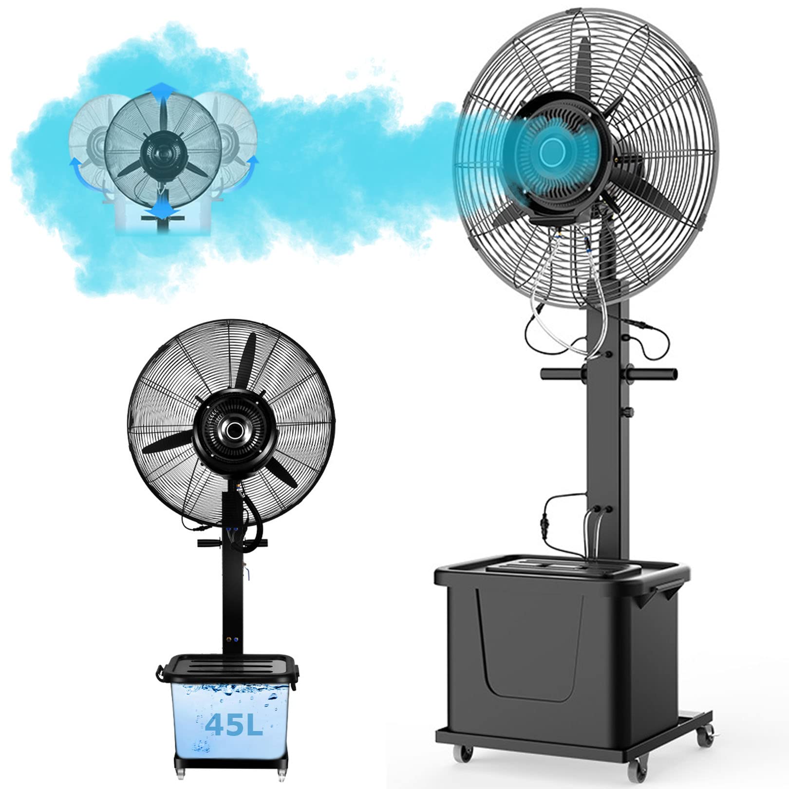 JKJZSALJ Outdoor Fan Misters For Cooling Misting Fans For Outside-5 Speed Setting,45°Oscillation,12 Gallon Tank-Perfect For Patio,Backyard,81Cm/31.9In,81cm/31.9in