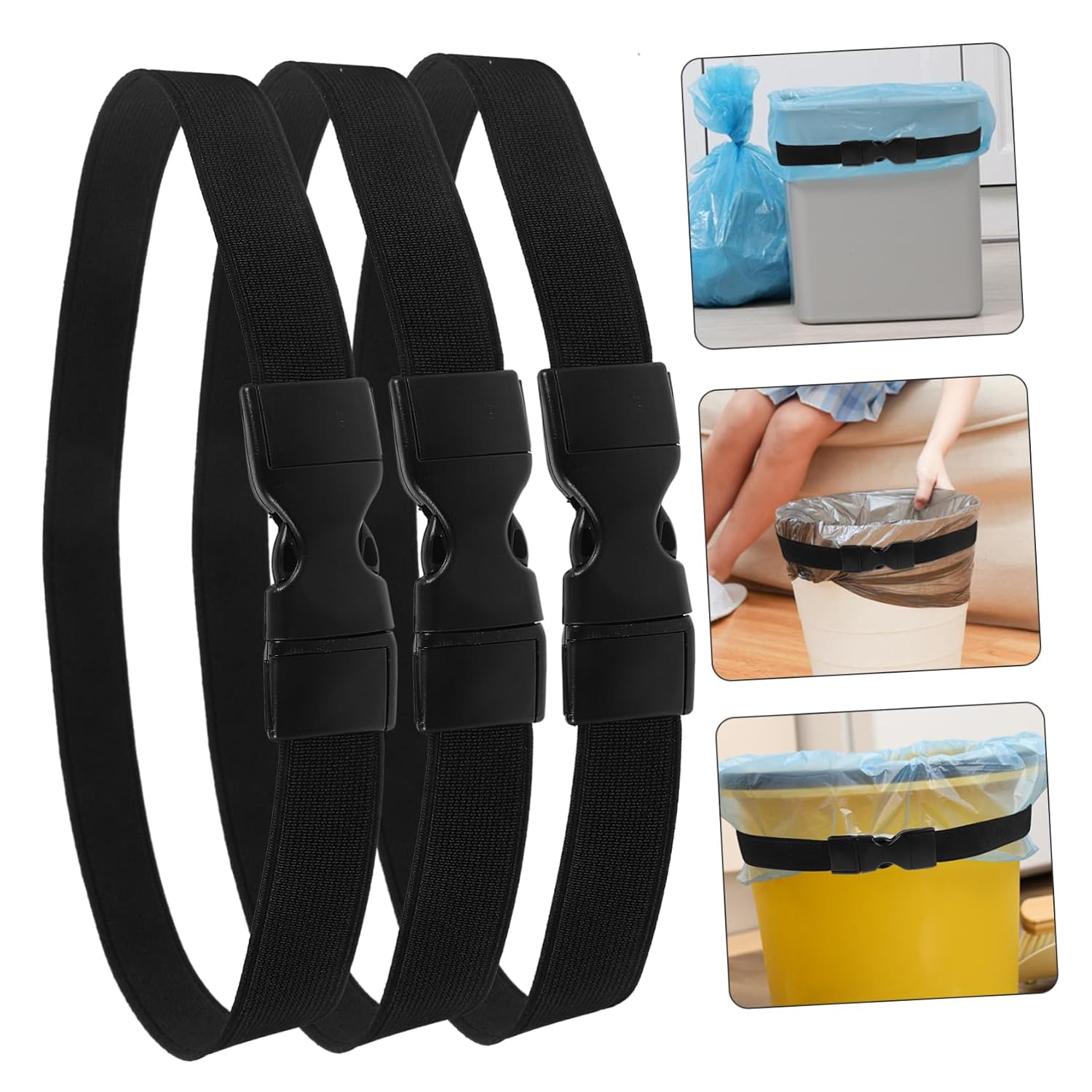 3pcs Trash Can Band Elastic Garbage Bag Fixing Band for Hanging Trash Can