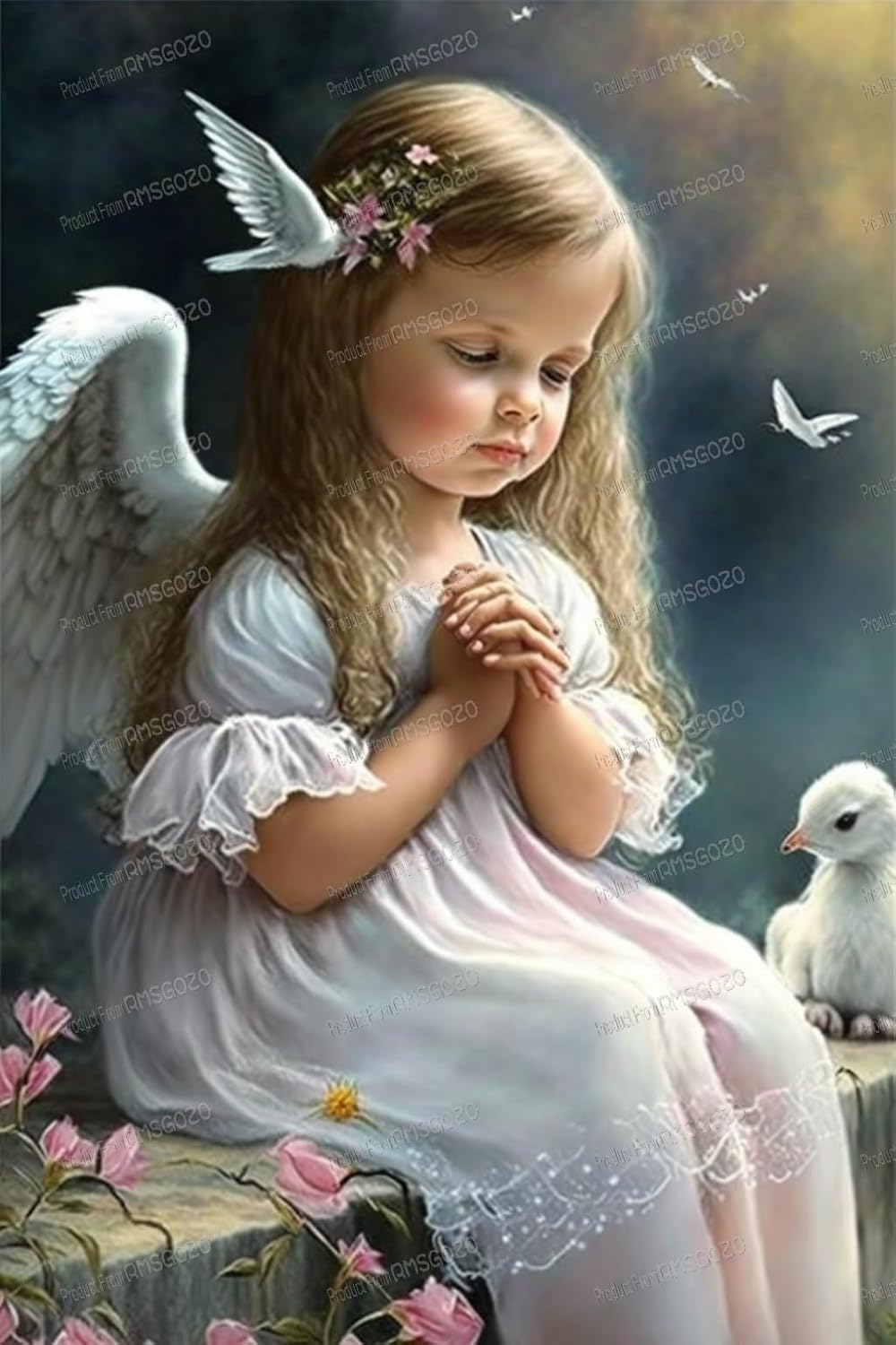 RMSGOZO Angel Little Girl Diamond Painting - Christian Diamond Art Kits for Adults, Full Round Gemstone Crystal Cross Stitch Kit, for Wall Decor & Club Decor (20 X 20 Inch)