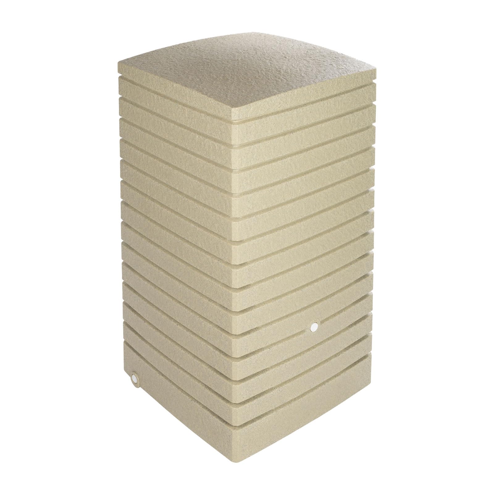 Regentonne eckig Regenwassertank Quadrum 320 Liter Sandstein aus UV- und witterungsbeständigem Material. Regenfass BZW. Regenwassertonne mit kindersicherem Deckel und Messinganschlüssen