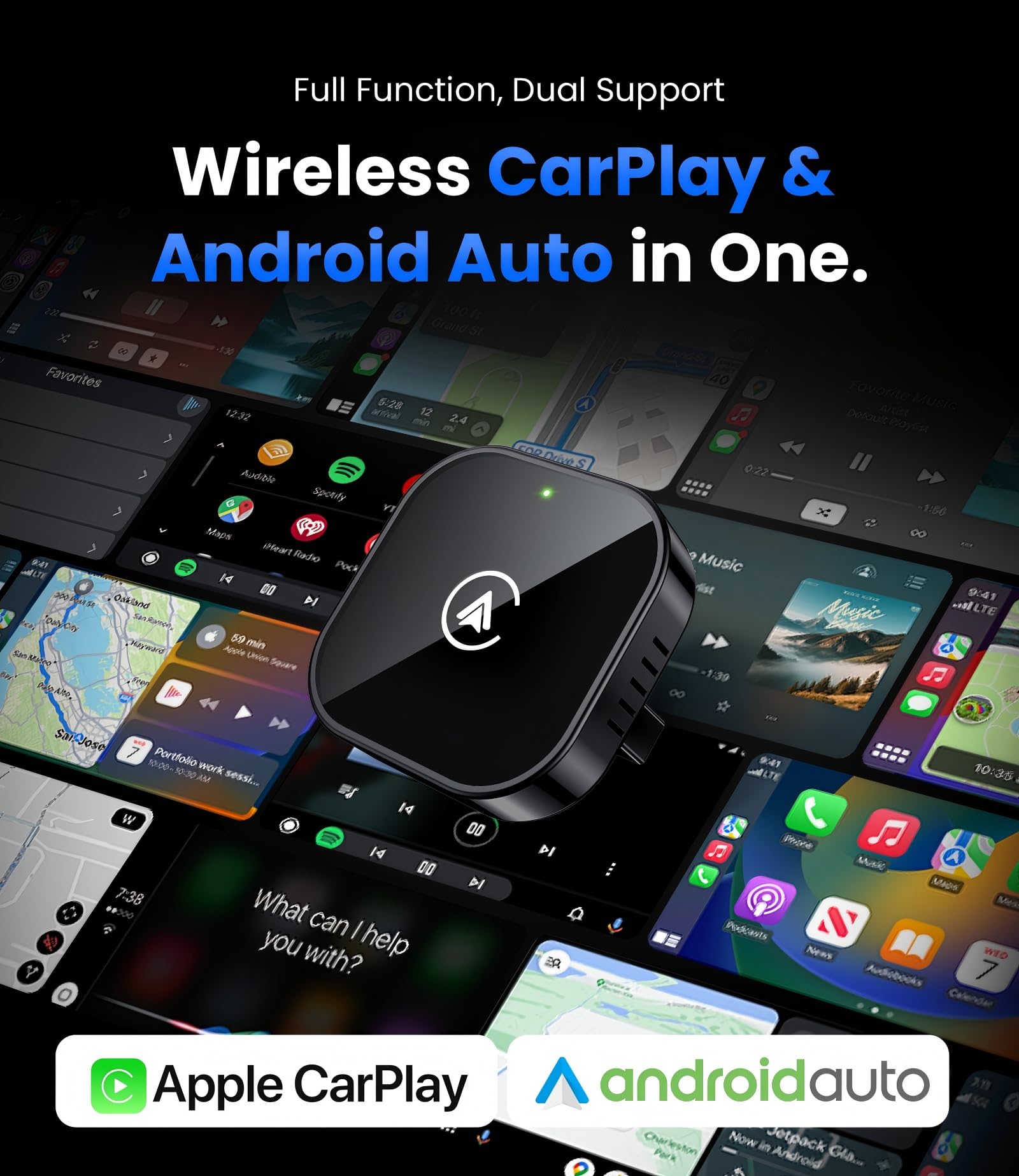Teeran 2-in-1 Wireless CarPlay & Android Auto Adapter,Convert Wired to Wireless CarPlay Adapter,No Delay and Stable Control Mini Size with Extension Cable USB-C&Type-C,Supports 1000+ Car's（Black） — Amazon image 2