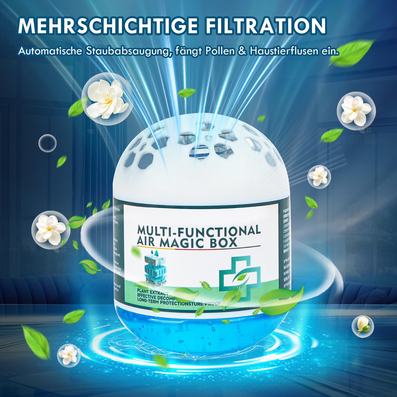 Magic Box Magic Box do oczyszczania powietrza wewnątrz, 4 sztuki, automatyczne odsysanie kurzu, pojemnik na kurz, formuła ekstraktu roślinnego, świeżość dla zwierząt domowych, do domu