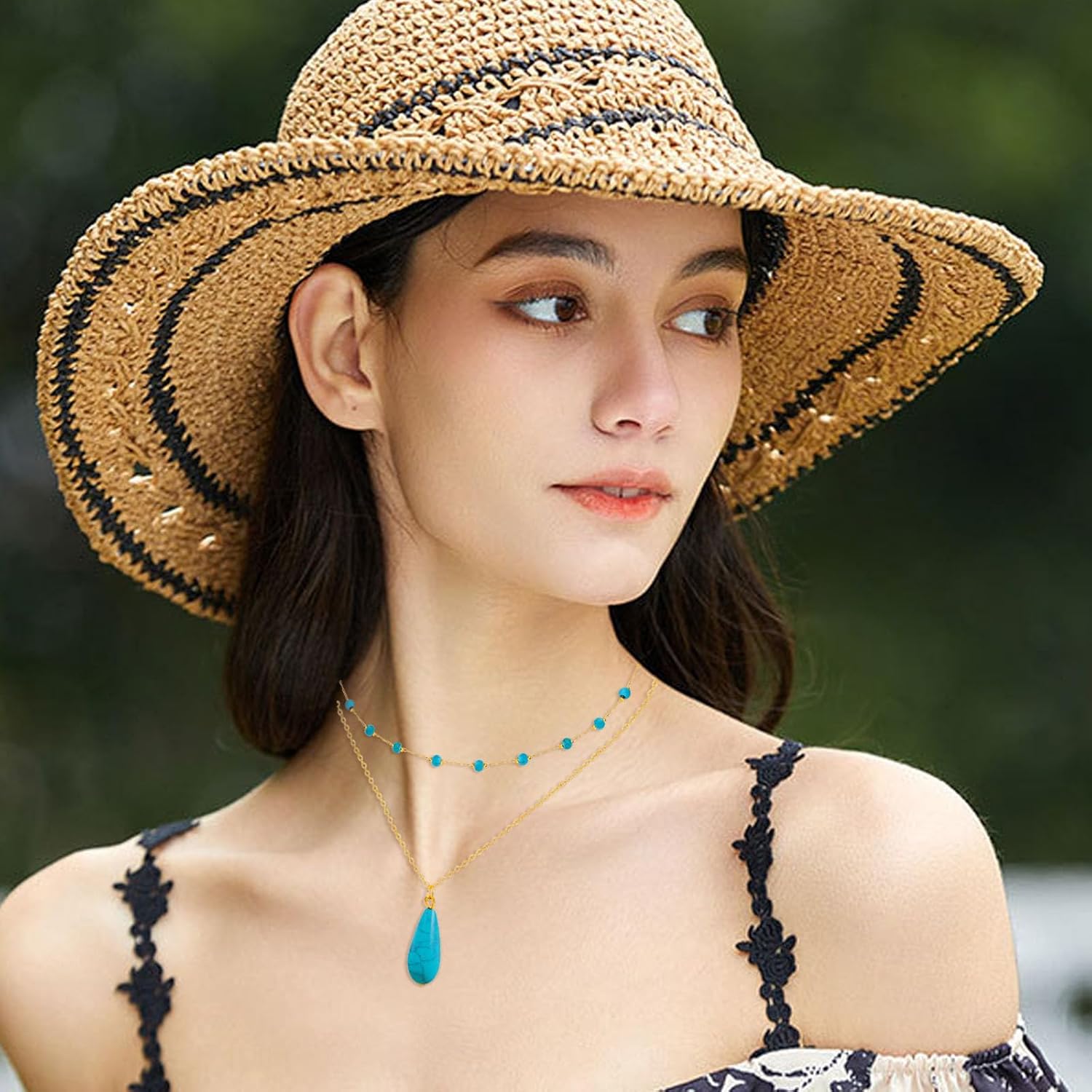 NEWITIN Turquoise Necklace for Women 14K Gold Plated Gemstone Beaded Choker Necklaces Boho Turquoise Necklaces Western Necklace for Women - Image 5