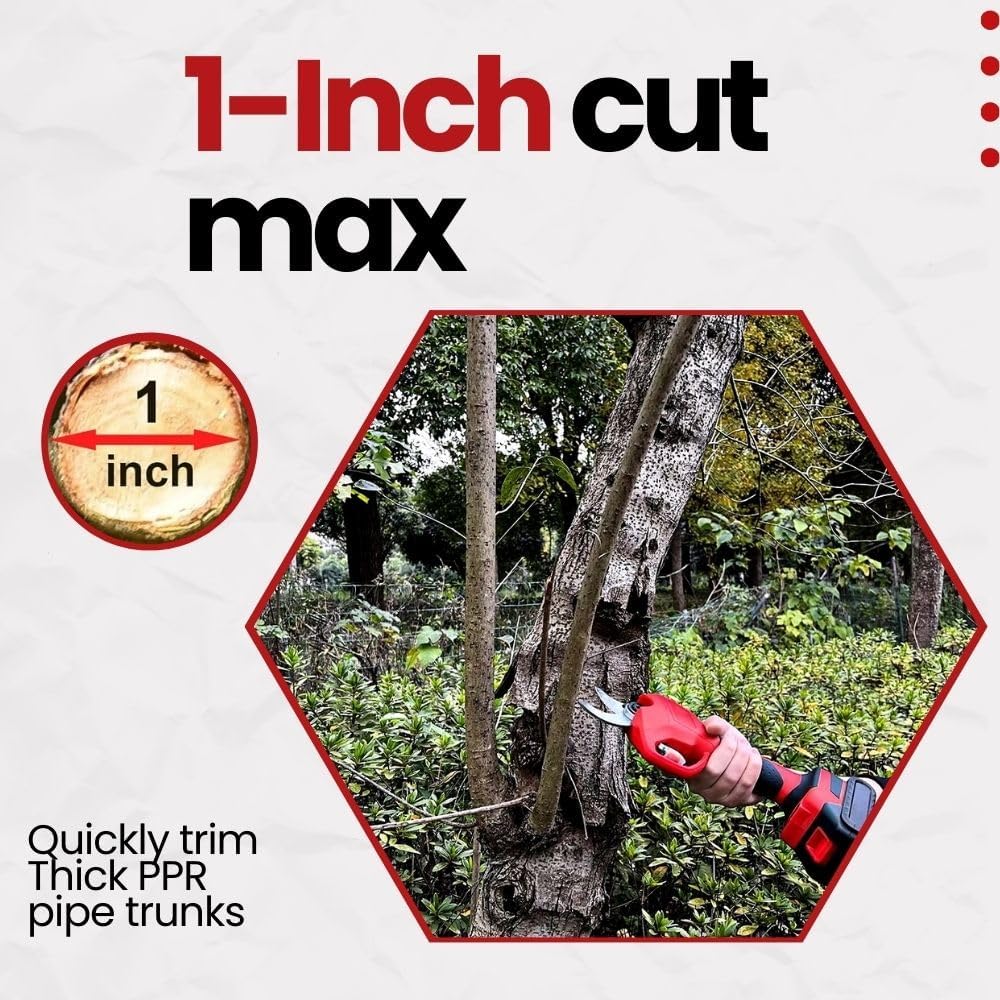 21V Cordless Electric Pruner, 1.6" Cutting Diameter, 600W Brushless Motor, SK5 Steel Blades, Battery & Charger Included, Lightweight Tree Trimmer for Garden, Orchard & Farm