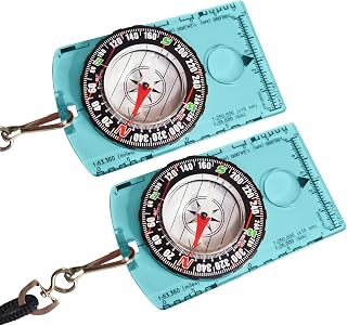 Bright Colored Menjo Outdoors Magnetic Compass, Kids Hiking Gear Ideal for Boy Scouts or Wilderness Enthusiasts. Survival Compass for Camping, Hiking, Backpacking, Mountaineering, and Exploration