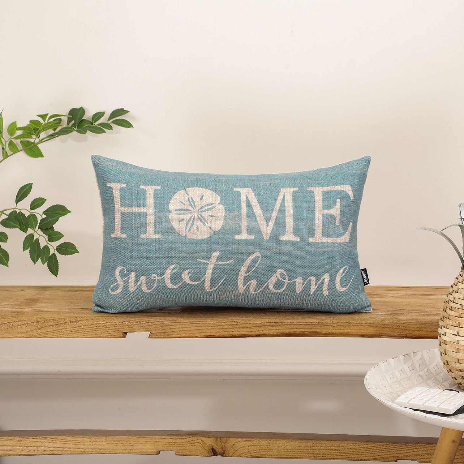 TRENDIN Home Sweet Home Throw Pillow Covers for Couch, Sand Dollar Lumbar Pillow Cover 12X20, Linen Decorative Pillow Cover for Bed Sofa Living Room, Beach Coastal Summer Home Decor PL1139TR image 2