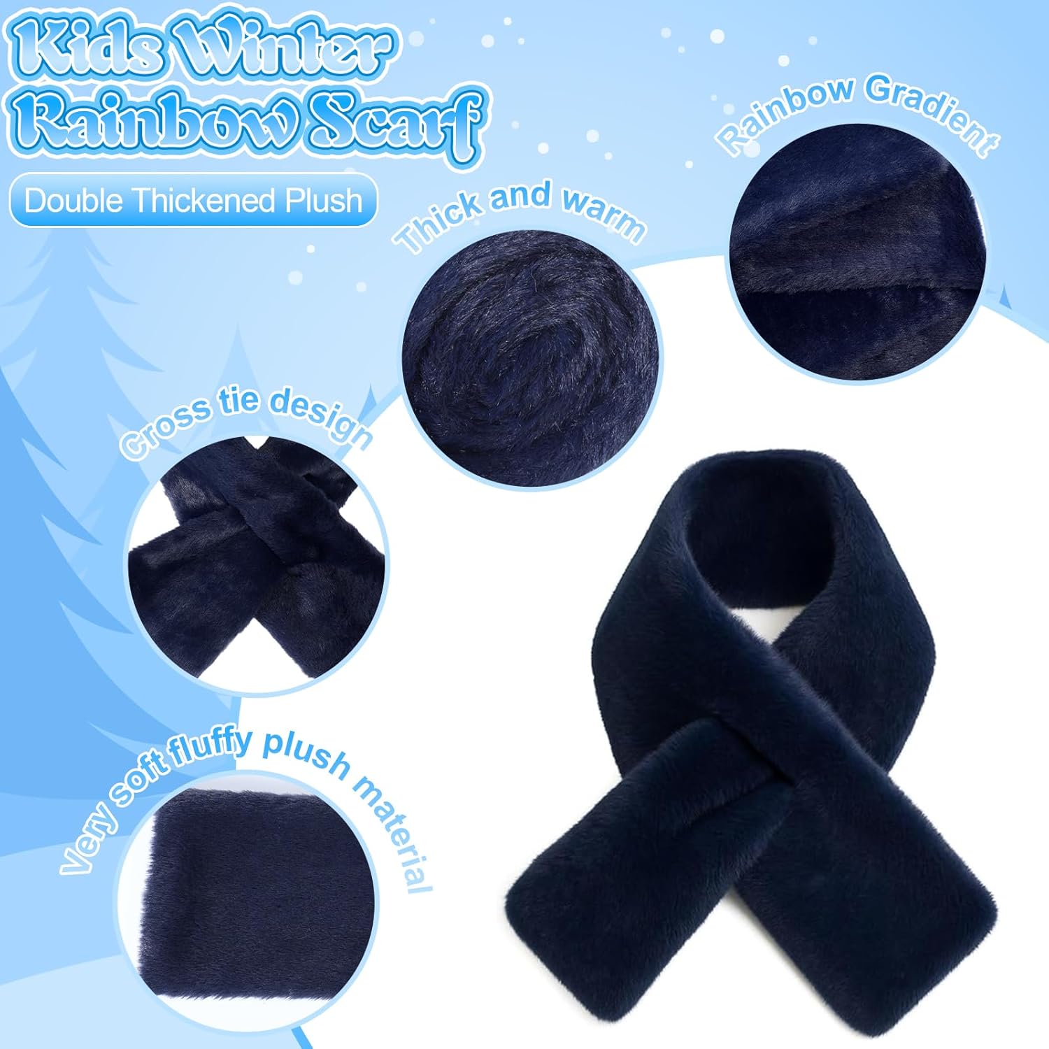 Coume Kids Scarf for Girls Boy Rainbow Toddler Winter Scarf Neck Warmer Gradient Cross Tie Fluffy Collar for Valentines Gifts - Image 3